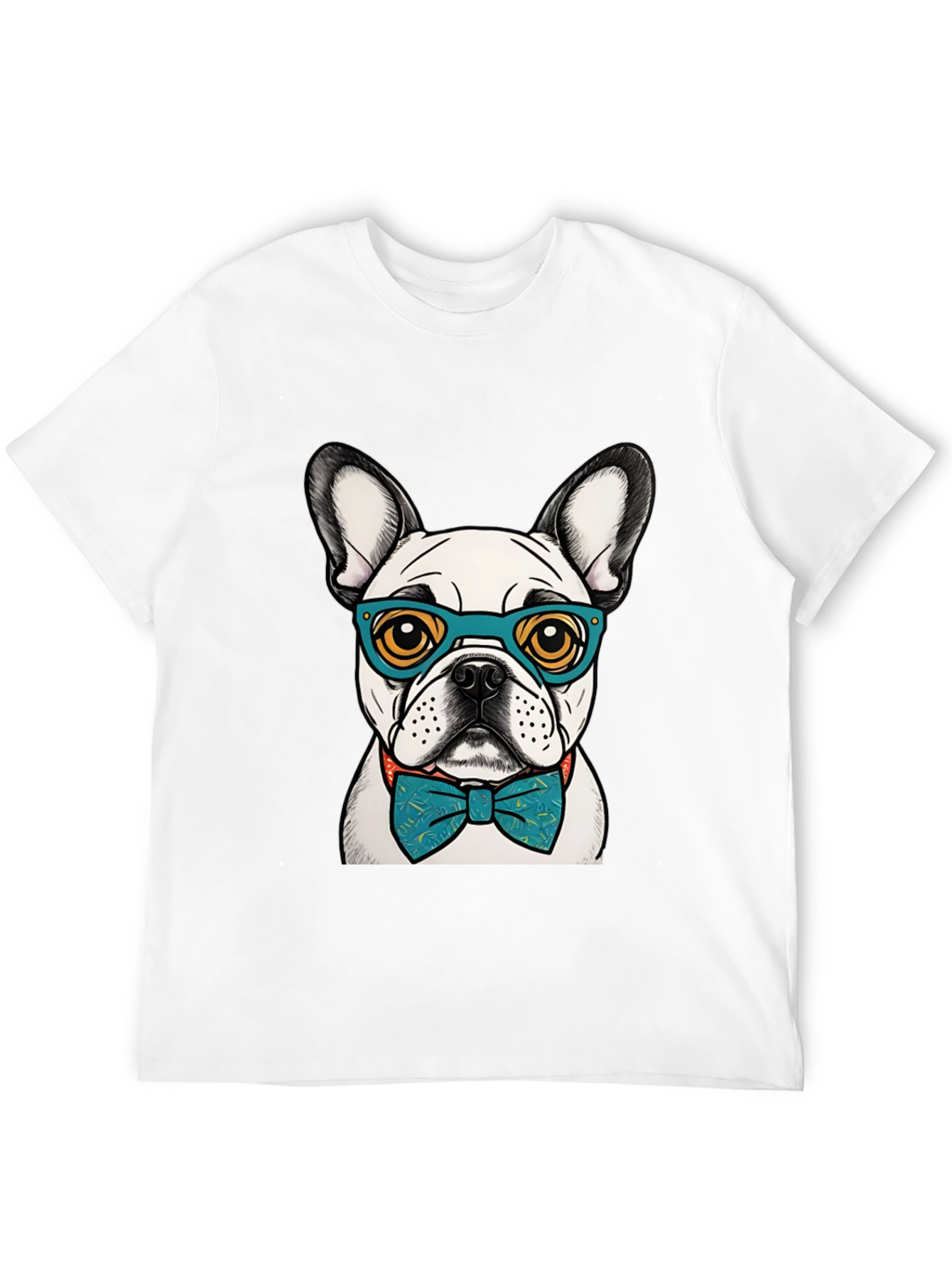 Dog Lover Tee: Smart Bulldog in Bowtie & Glasses