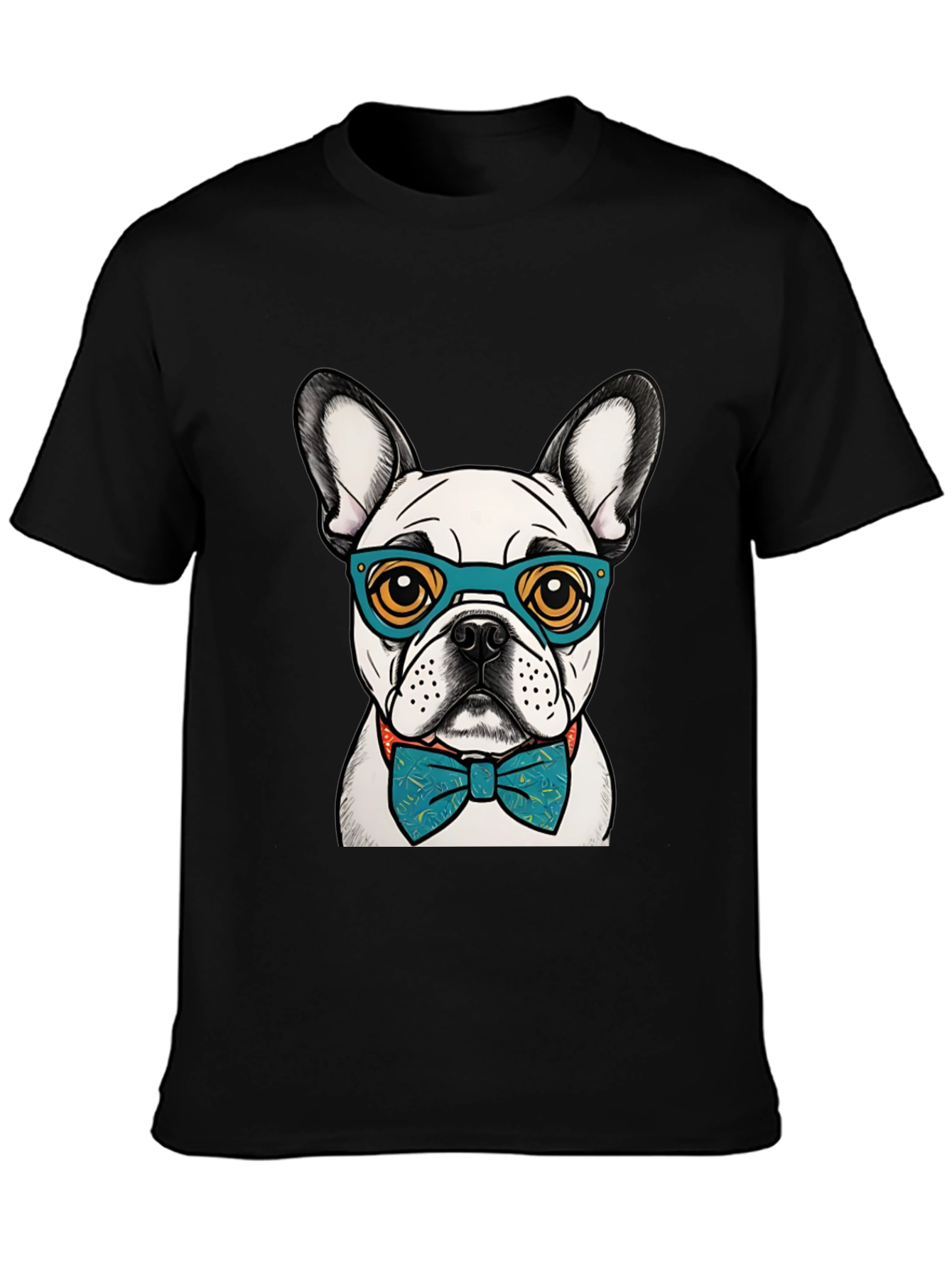 Dog Lover Tee: Smart Bulldog in Bowtie & Glasses