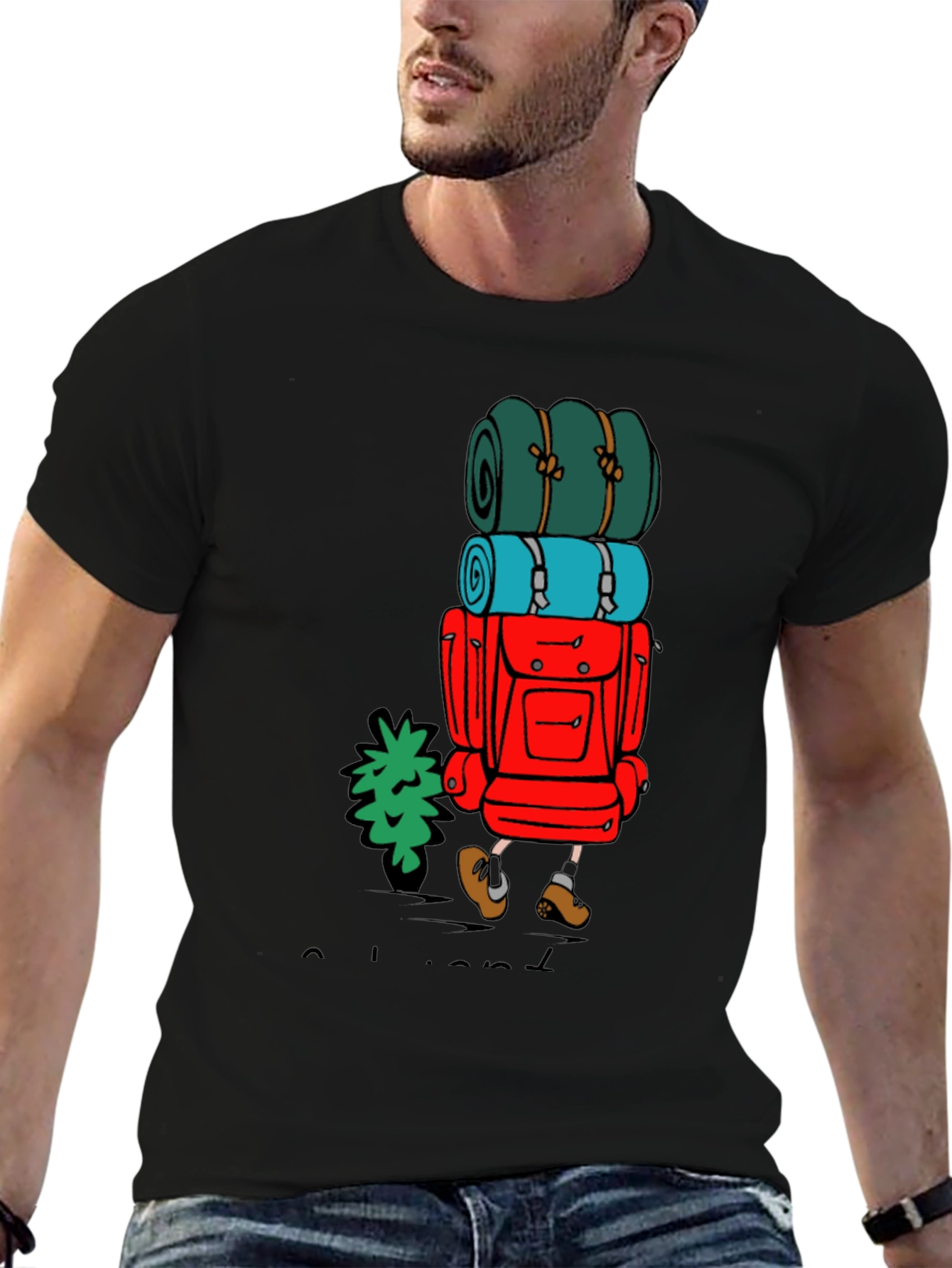 Hiking Adventure T-Shirt - Backpack Character Graphic Tee