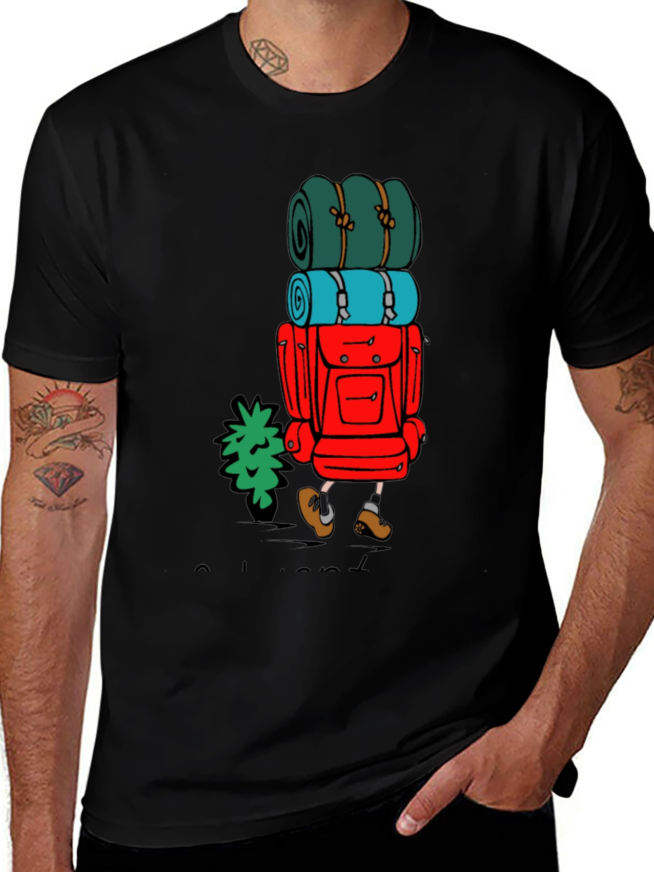 Hiking Adventure T-Shirt - Backpack Character Graphic Tee