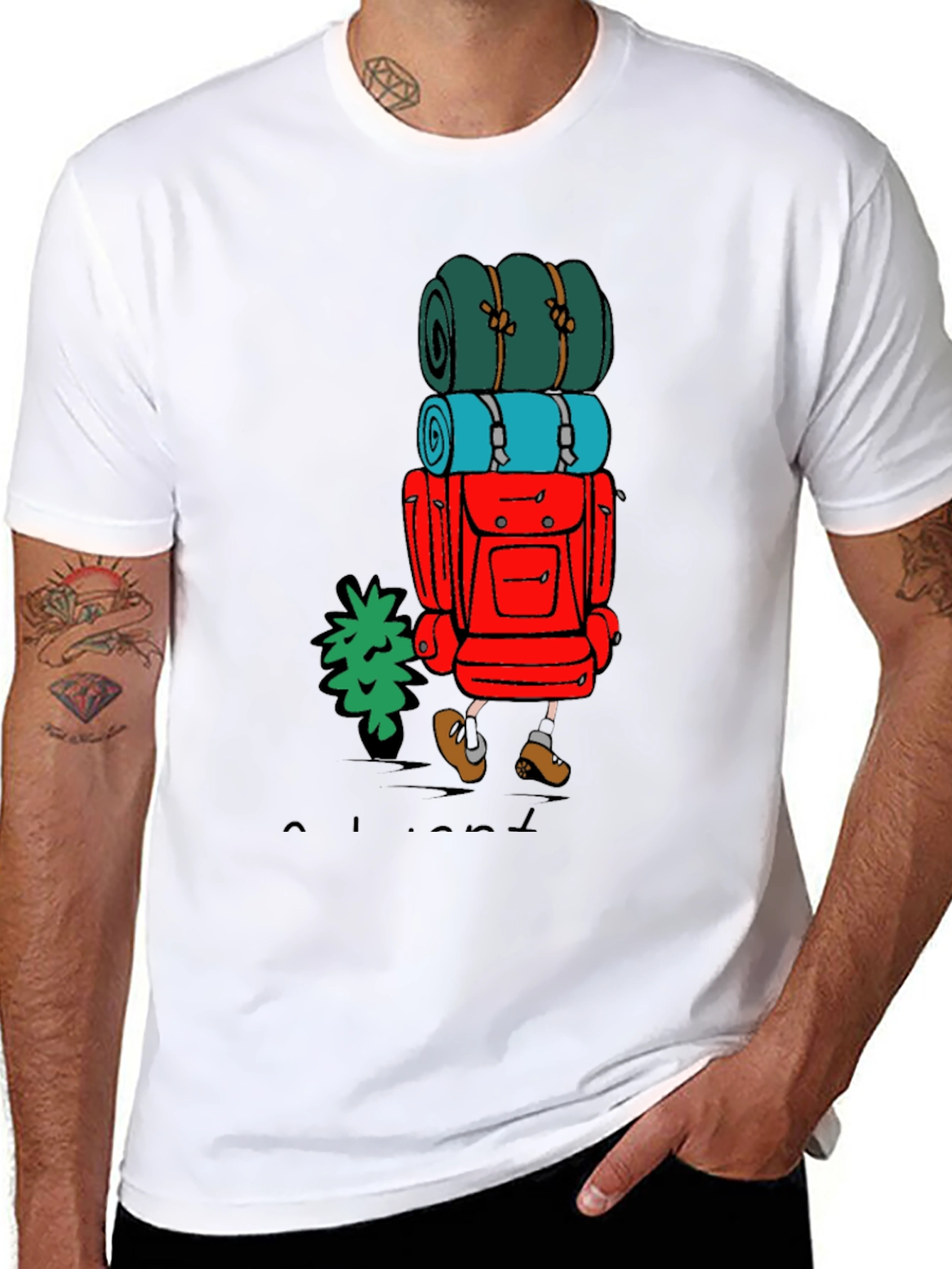 Hiking Adventure T-Shirt - Backpack Character Graphic Tee