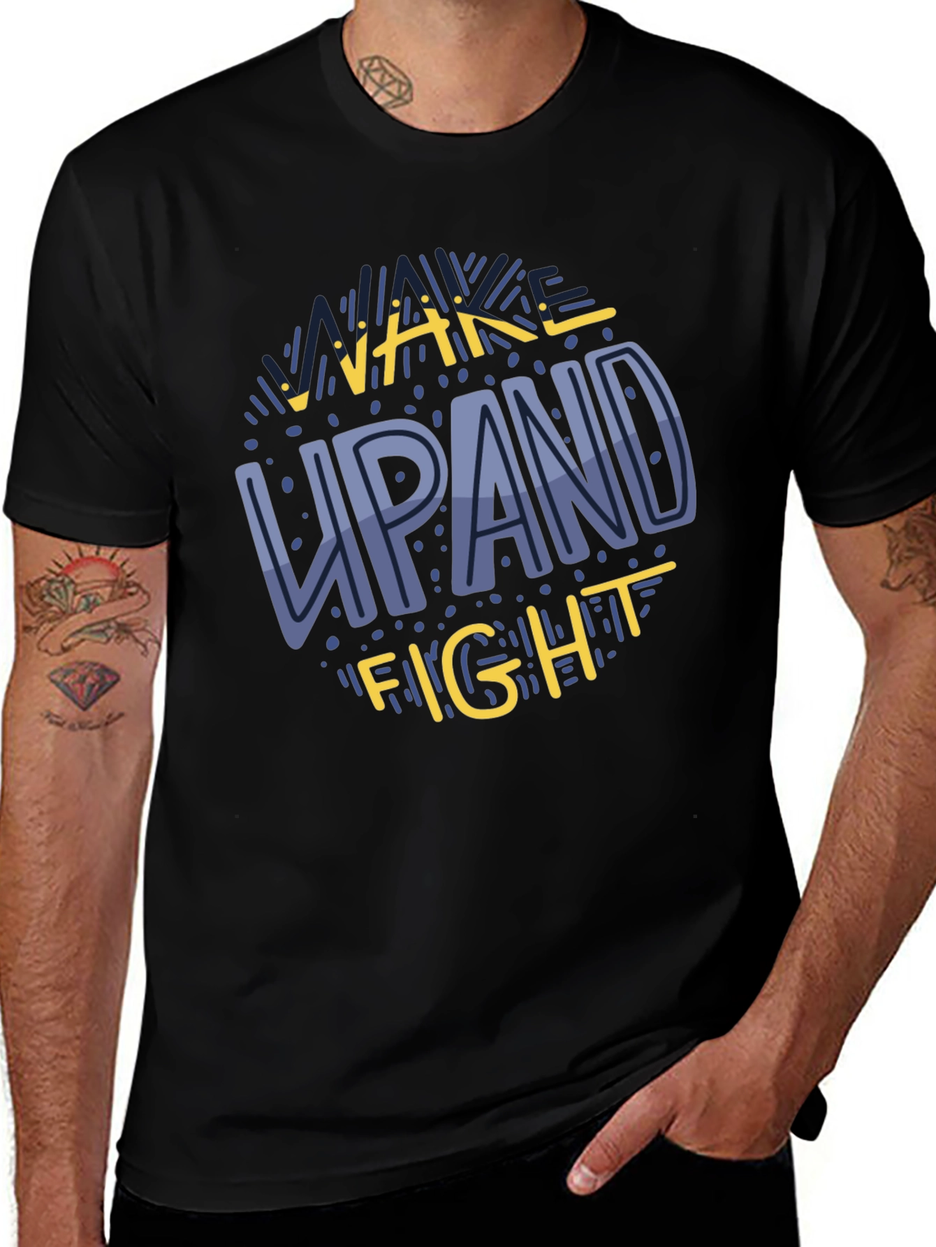 Wake Up and Fight Graphic Tee - Motivational Shirt