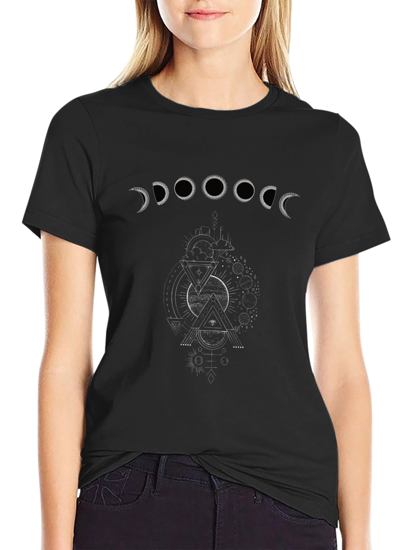 Moon Phases Graphic Tee - Unisex Black T-Shirt