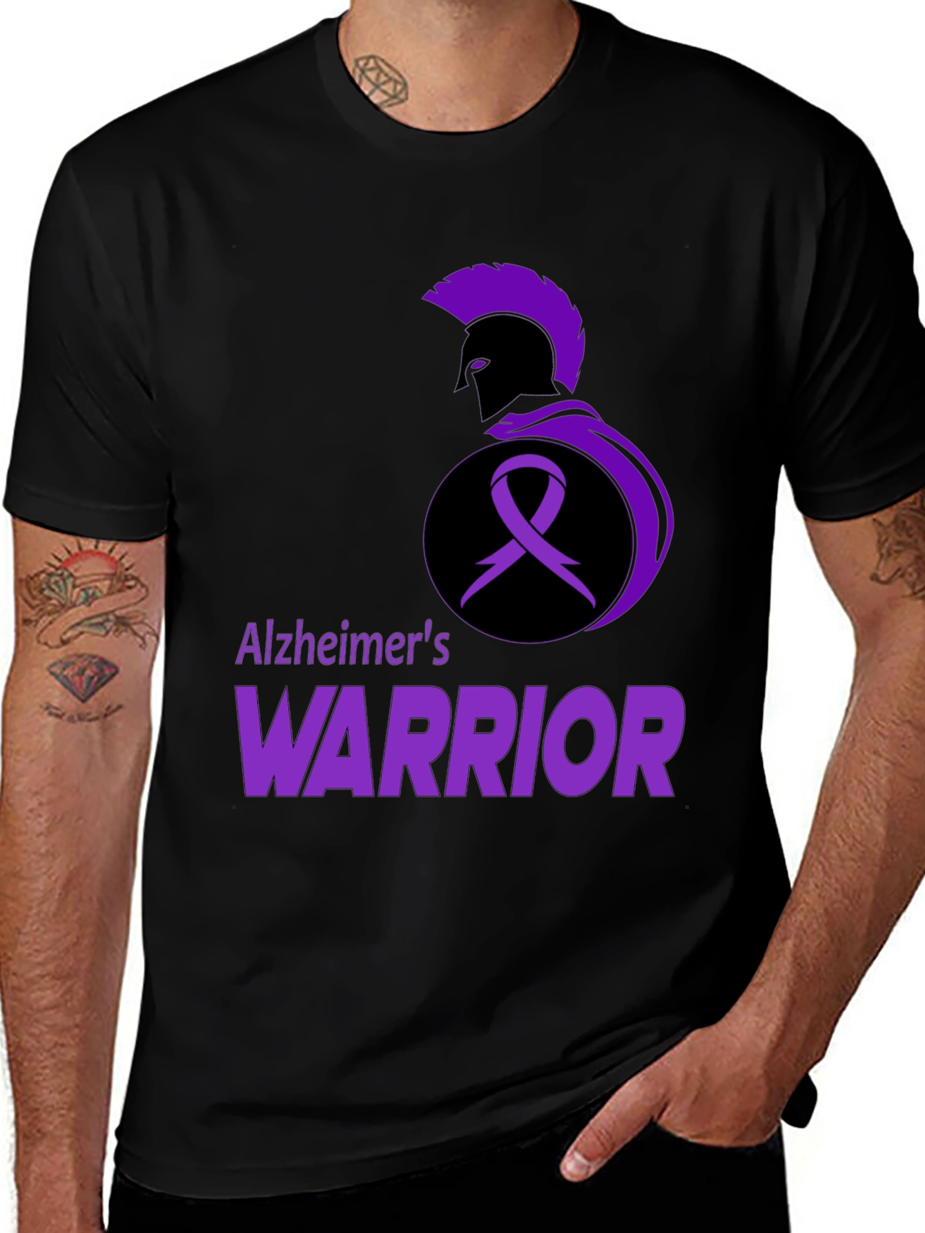 Alzheimers Warrior T-Shirt Awareness Black Tee