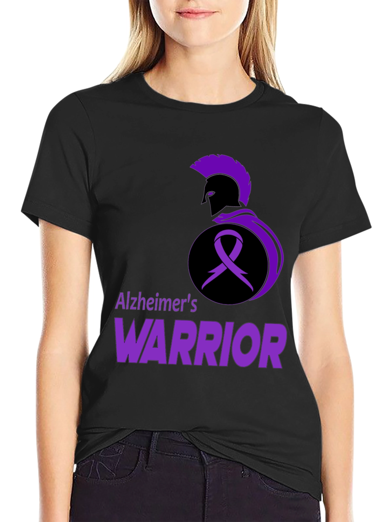 Alzheimers Warrior T-Shirt Awareness Black Tee