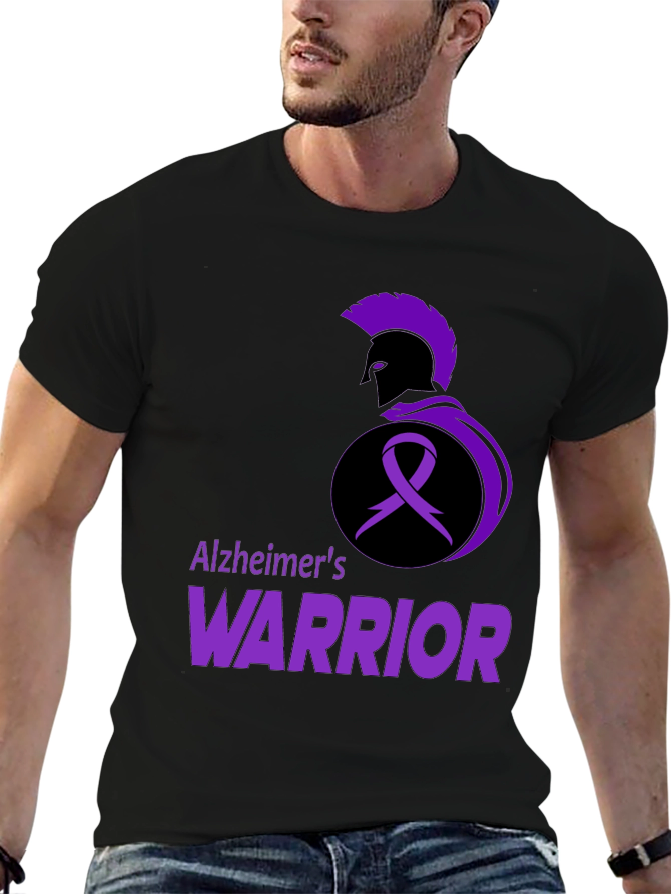 Alzheimers Warrior T-Shirt Awareness Black Tee