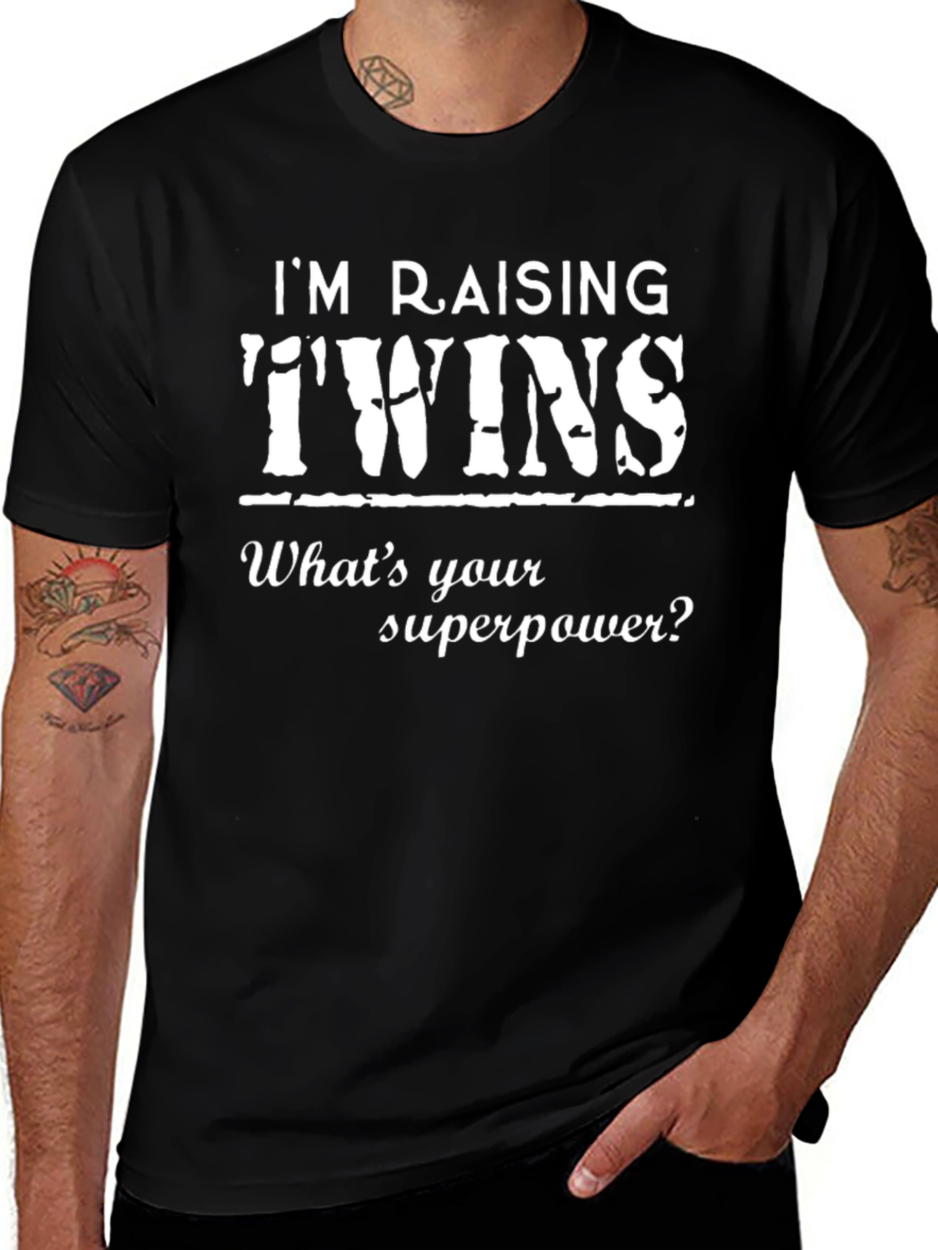 Im Raising Twins T-Shirt Superpower Gift