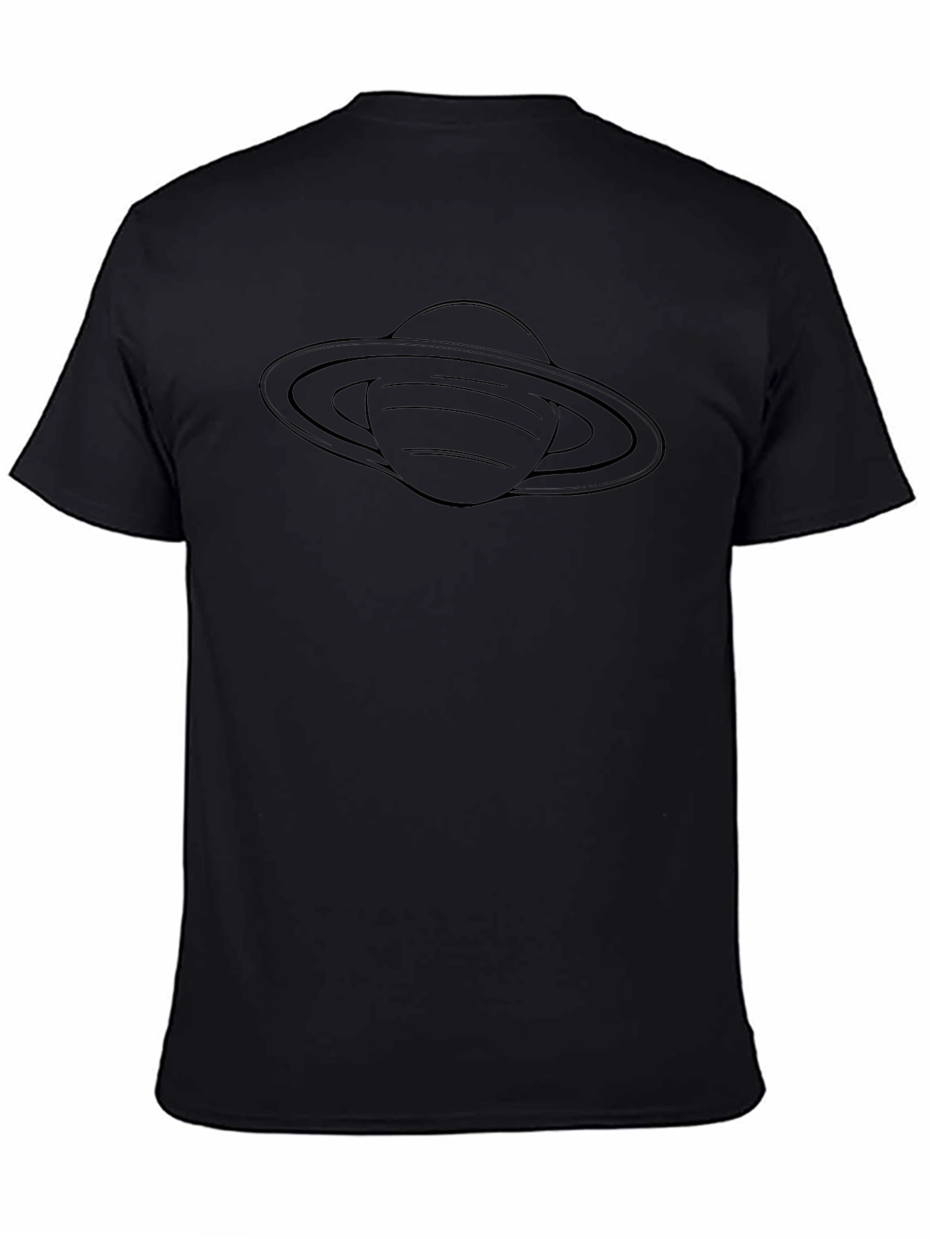 Saturn Graphic Tee - Black Cotton Planet Shirt