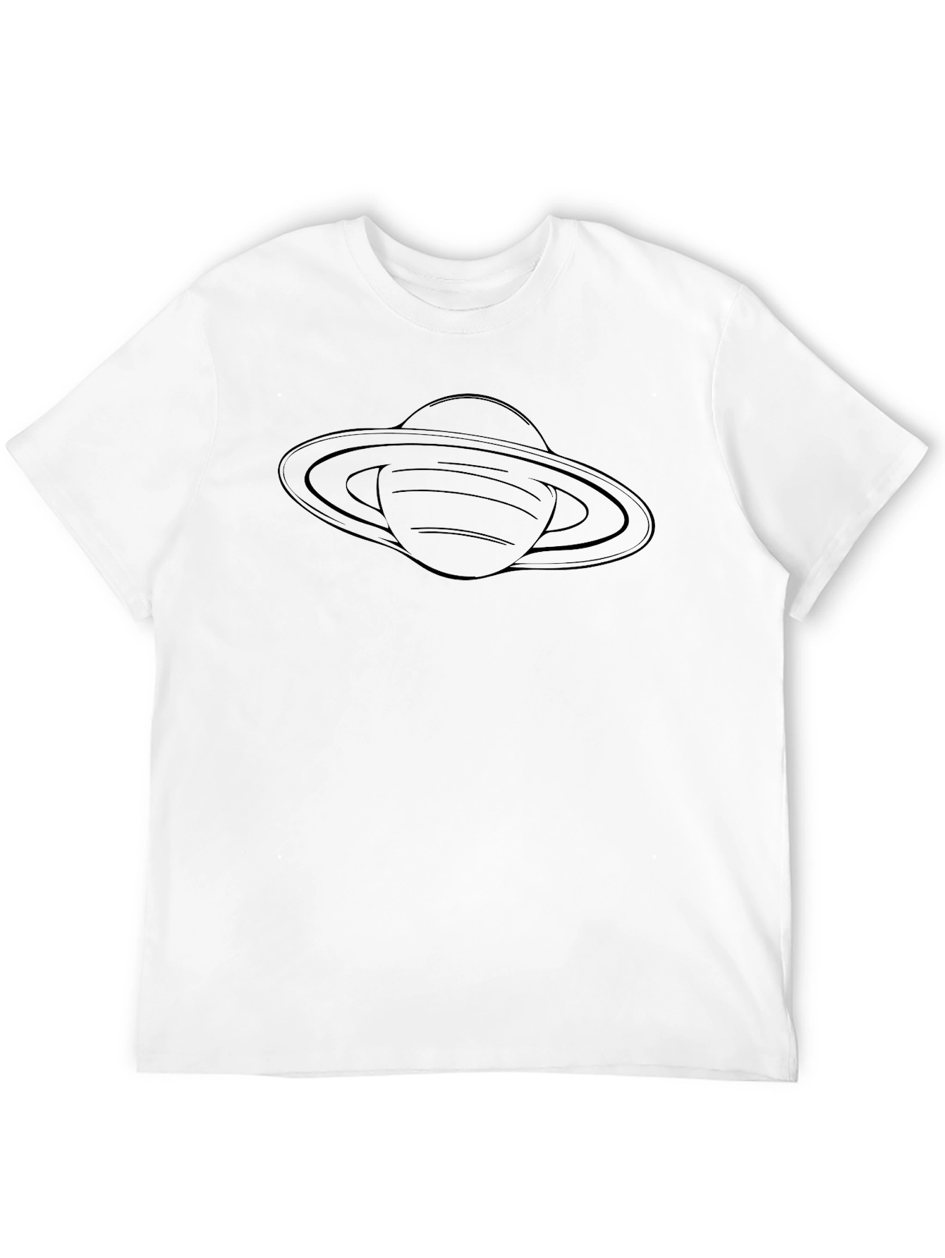Saturn Graphic Tee - Black Cotton Planet Shirt