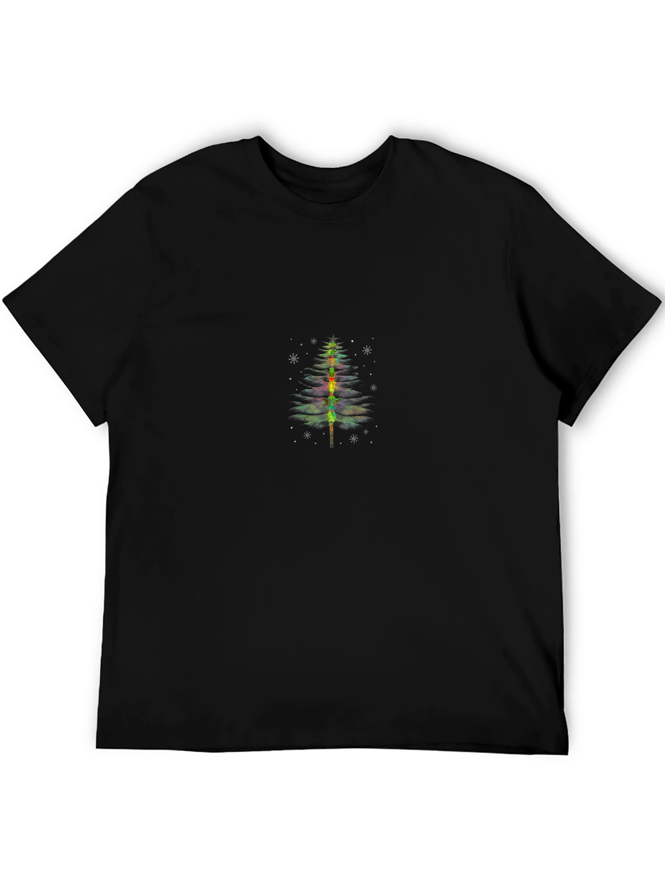 Festive Christmas Tree Graphic Tee - Black