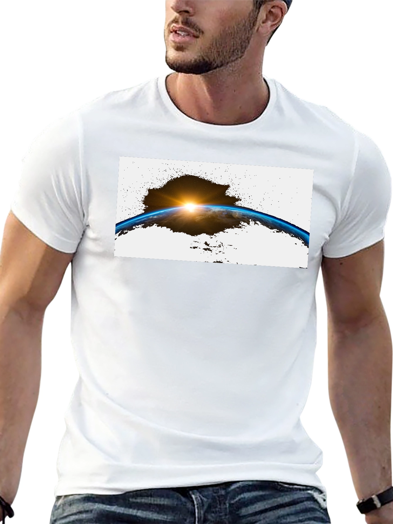 Earth Sunrise Graphic Black T-Shirt