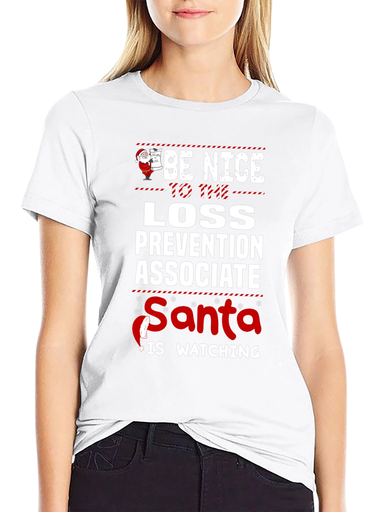 Be Nice to Loss Prevention Associate Santa Watching T-Shirt