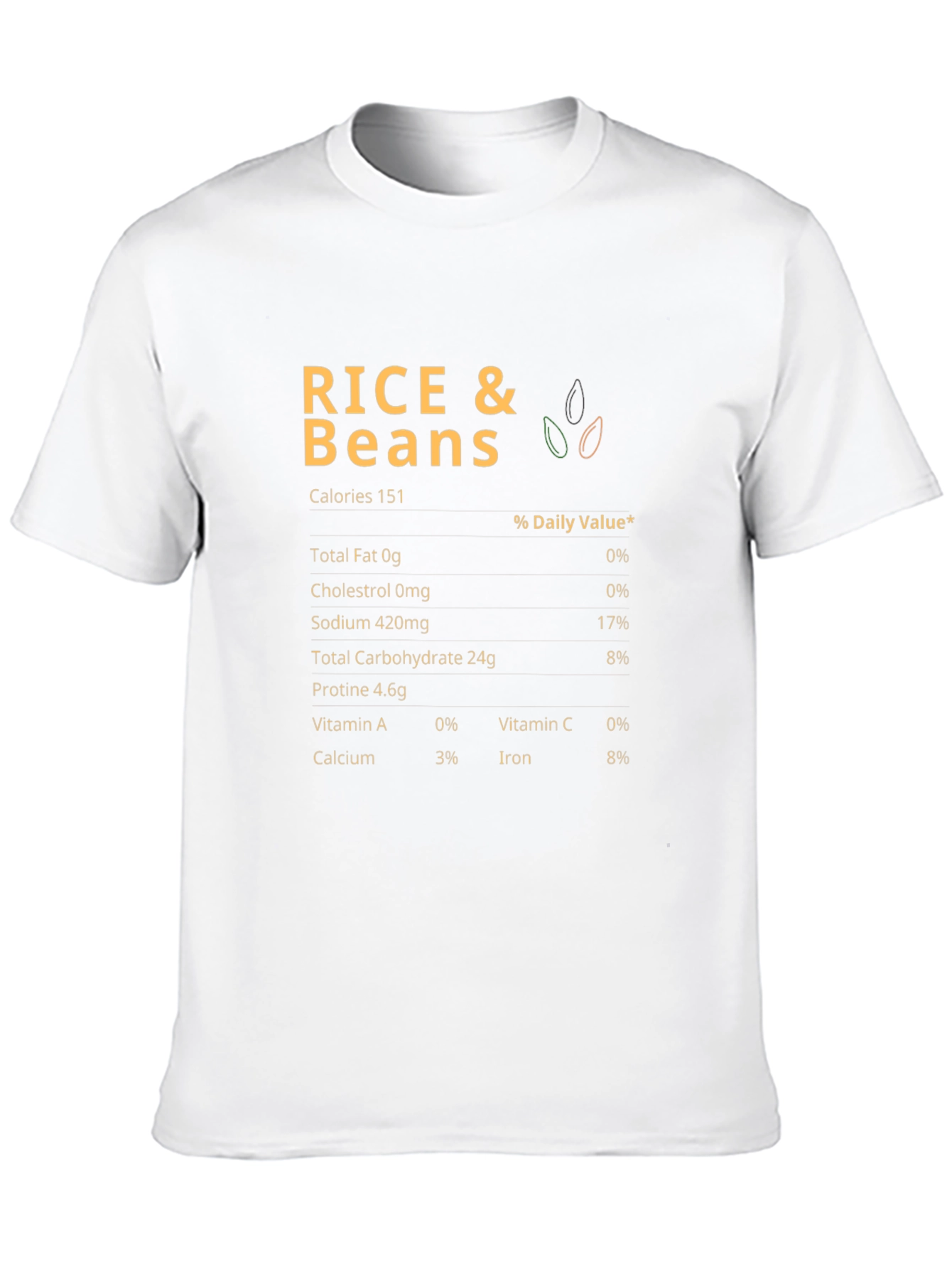 Rice and Beans Nutrition Facts Black T-Shirt