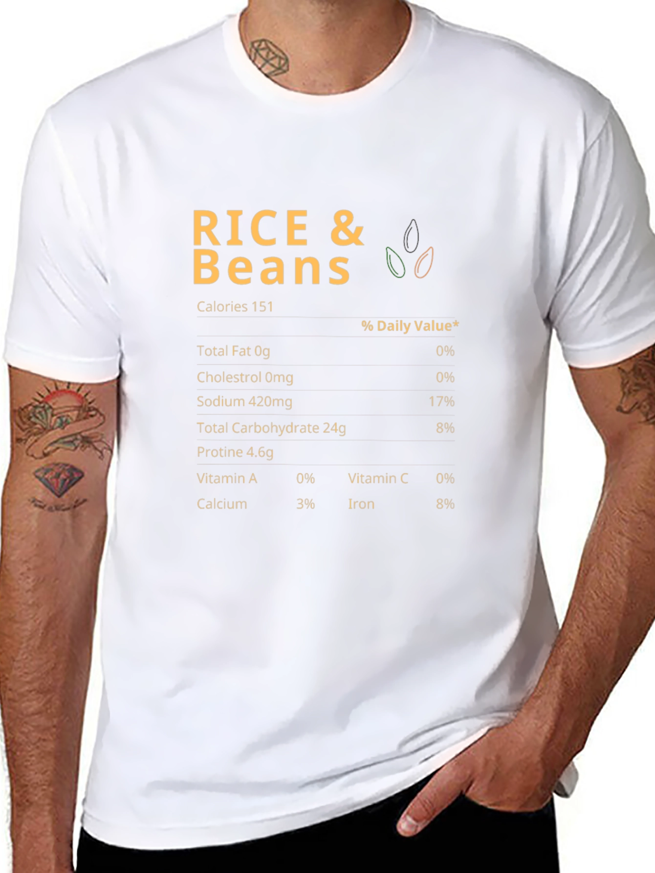 Rice and Beans Nutrition Facts Black T-Shirt