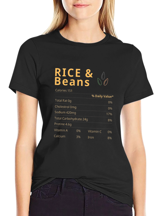 Rice and Beans Nutrition Facts Black T-Shirt