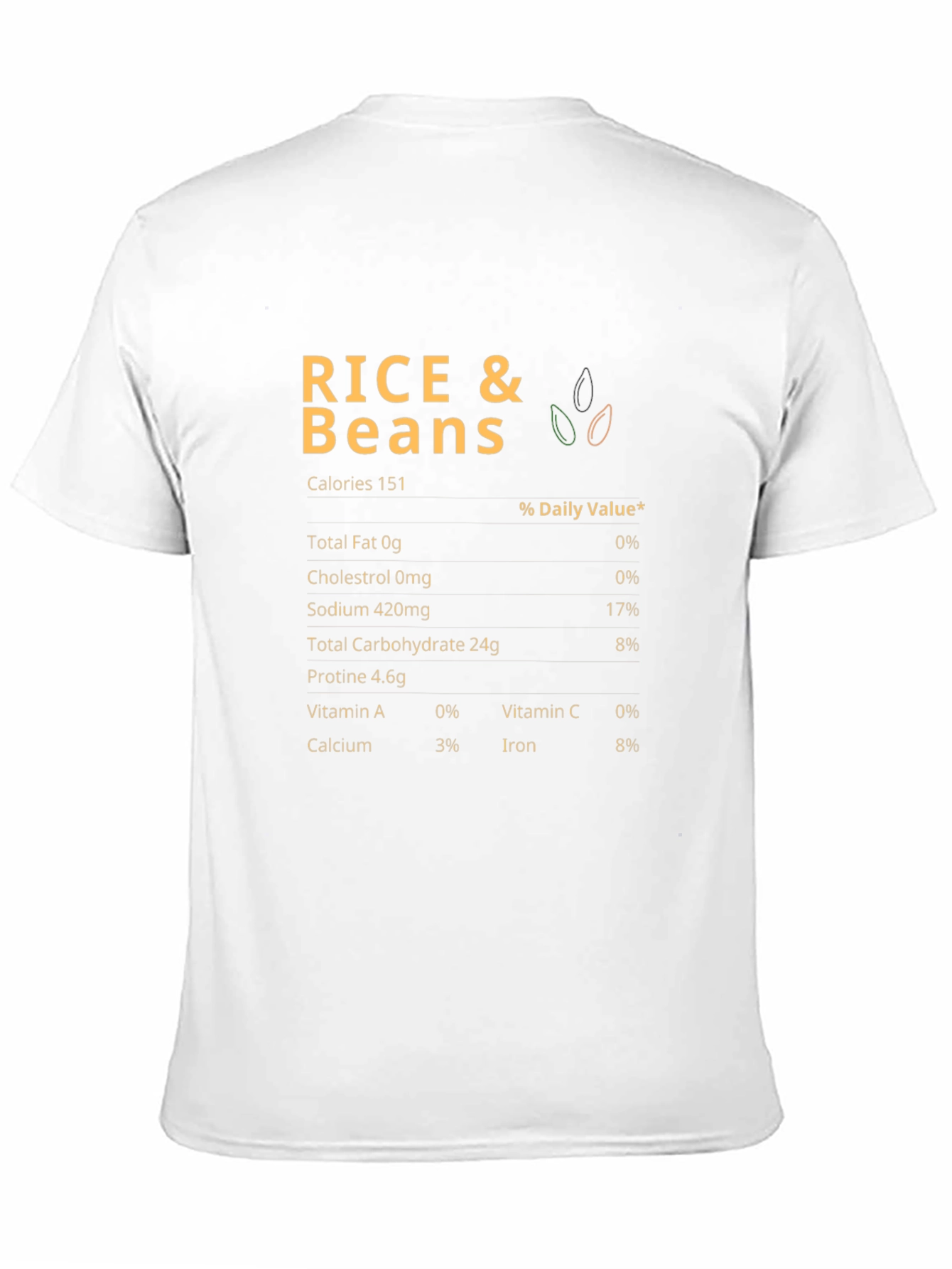 Rice and Beans Nutrition Facts Black T-Shirt