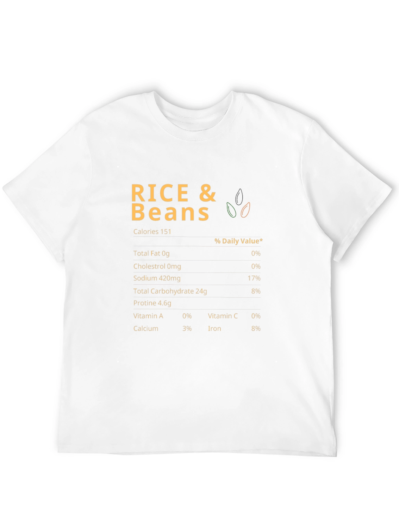Rice and Beans Nutrition Facts Black T-Shirt