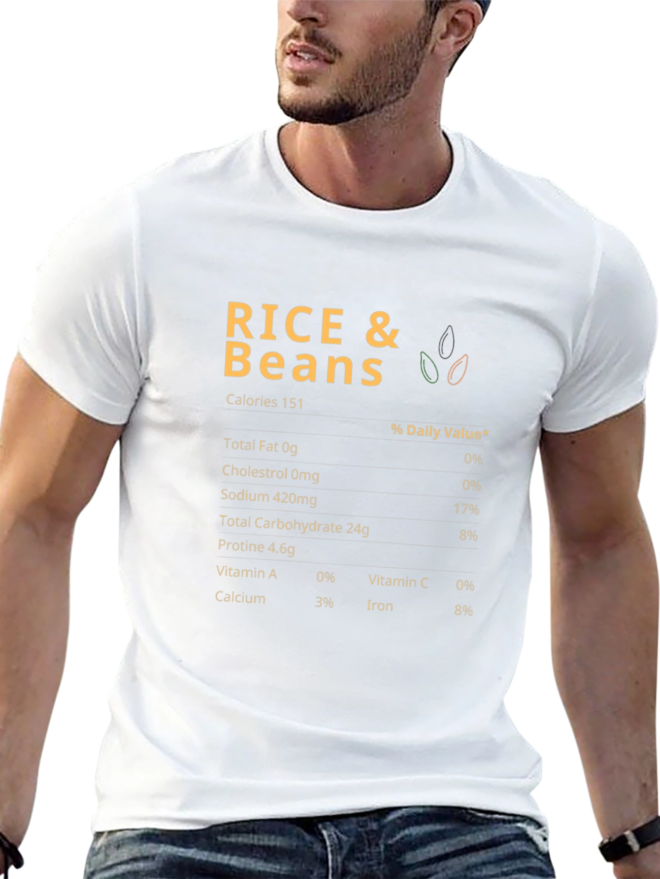 Rice and Beans Nutrition Facts Black T-Shirt