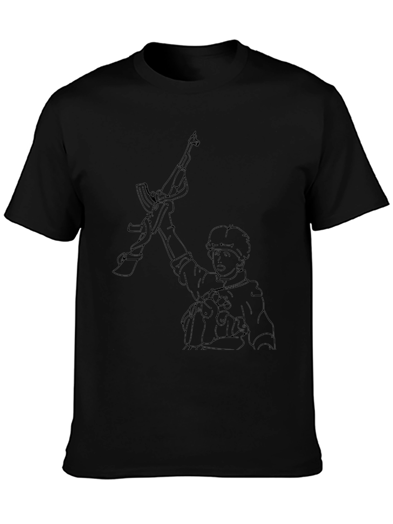 Graphic Tee - Animated Figure with Rifle