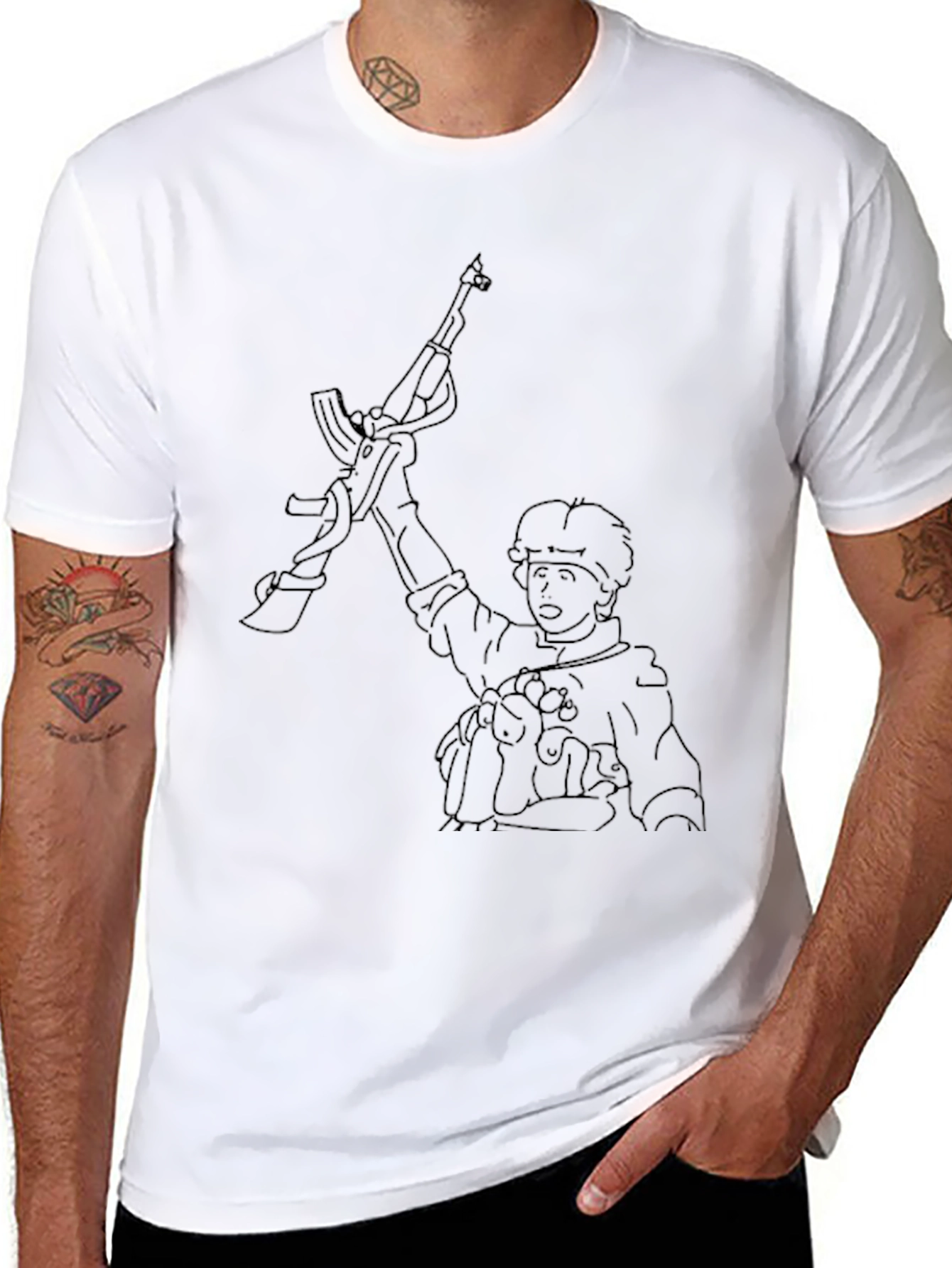 Graphic Tee - Animated Figure with Rifle