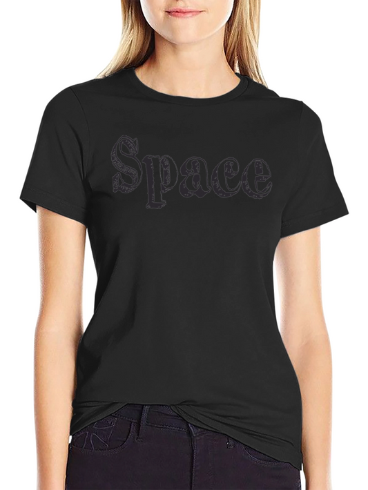 Space Graphic Print Black Cotton T-Shirt