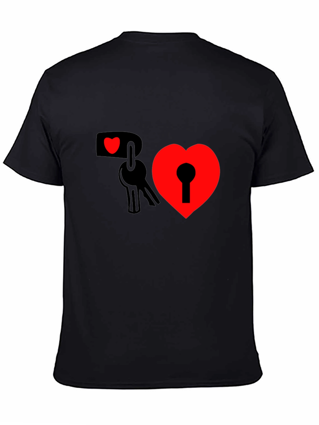 Heart Lock & Key Graphic Tee - Black