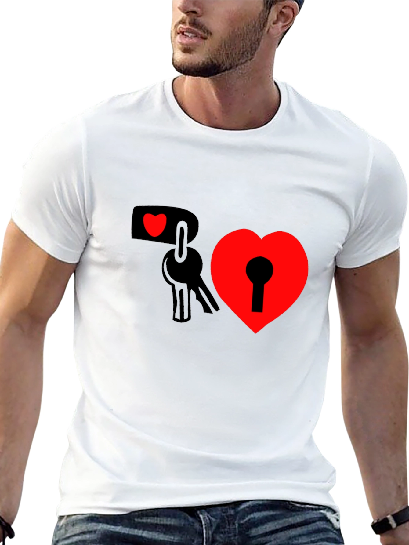 Heart Lock & Key Graphic Tee - Black