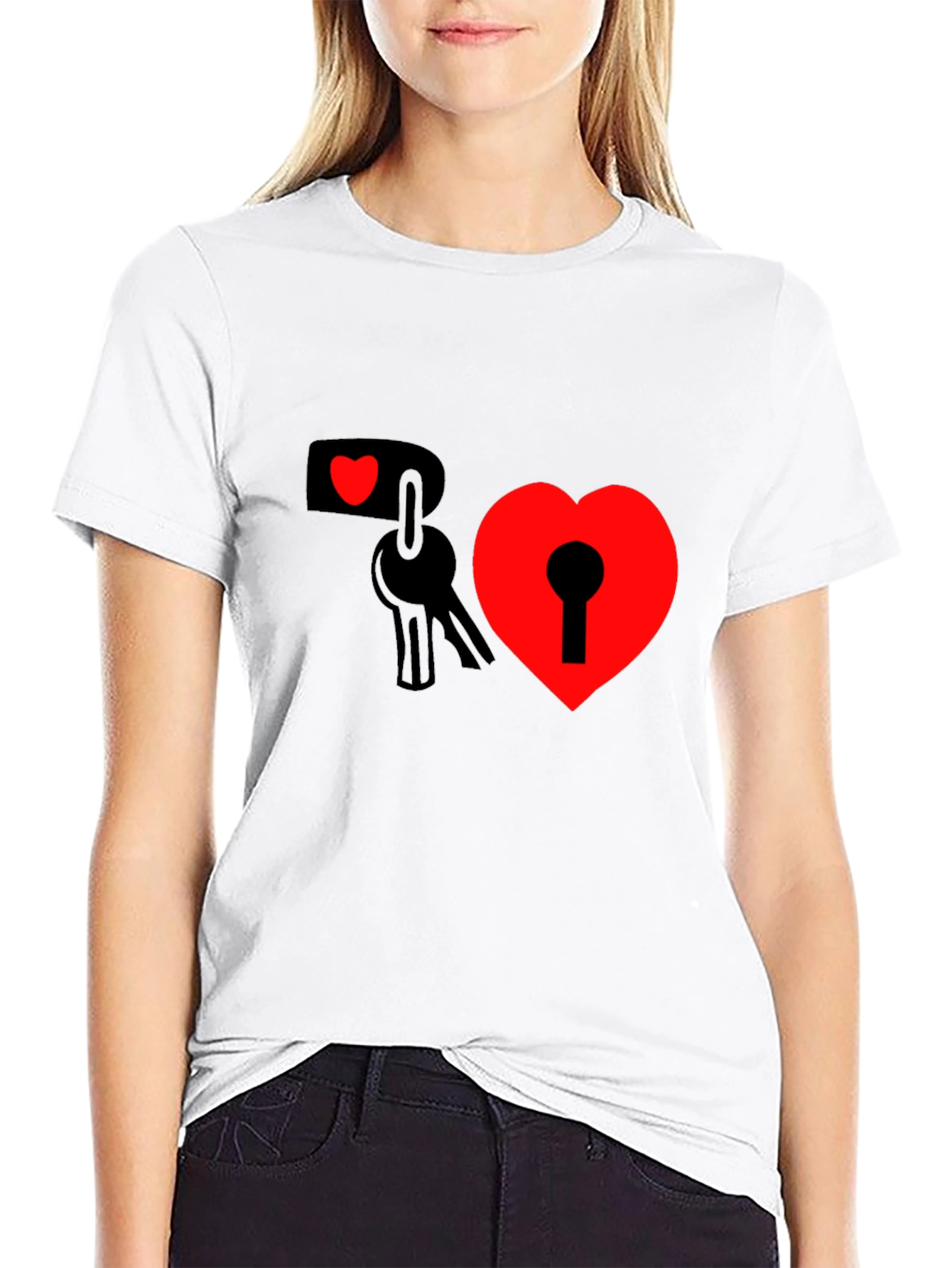 Heart Lock & Key Graphic Tee - Black