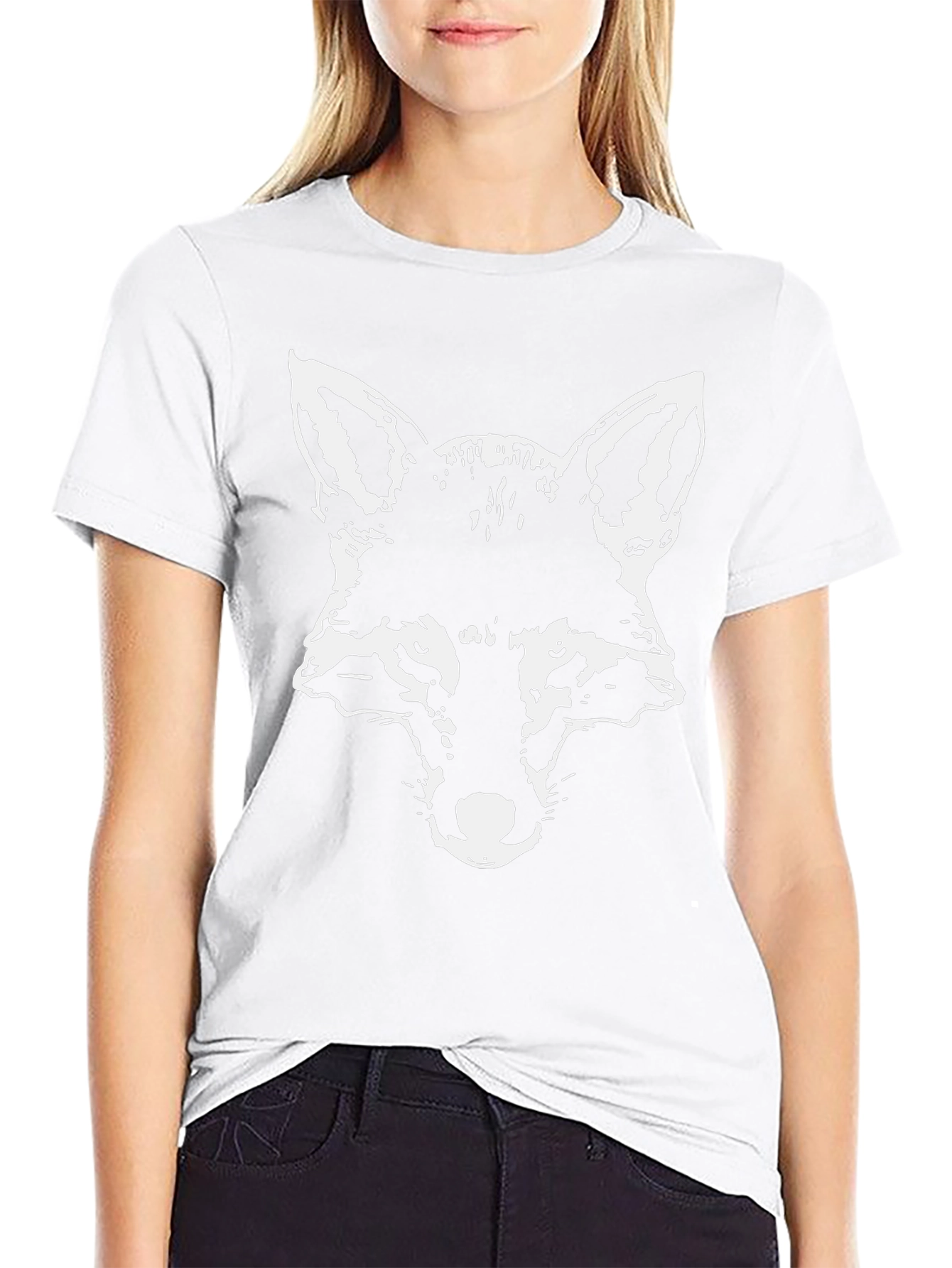 Black T-Shirt with Fox Head Graphic