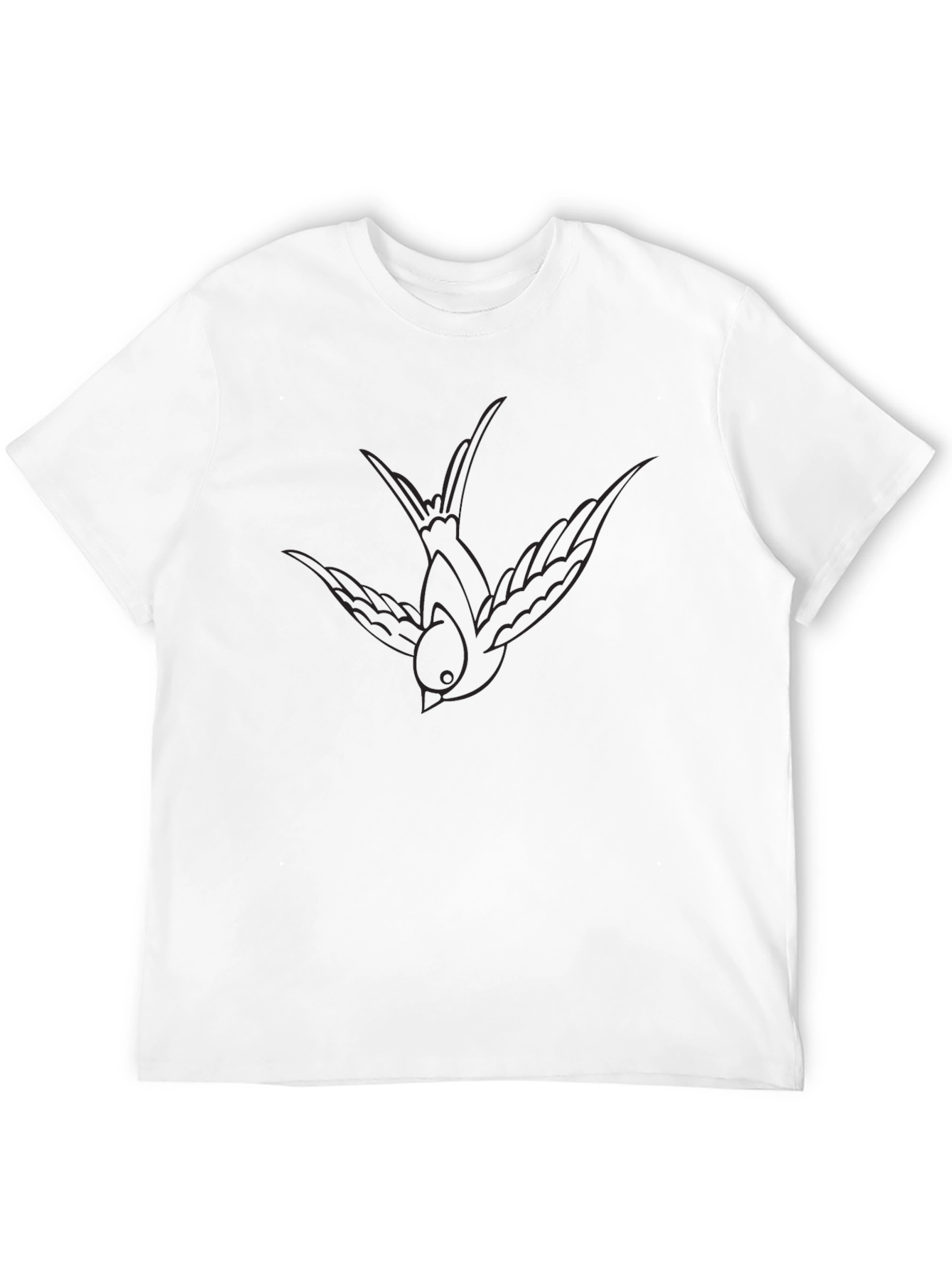 Mens Black T-Shirt with Subtle Bird Outline Design