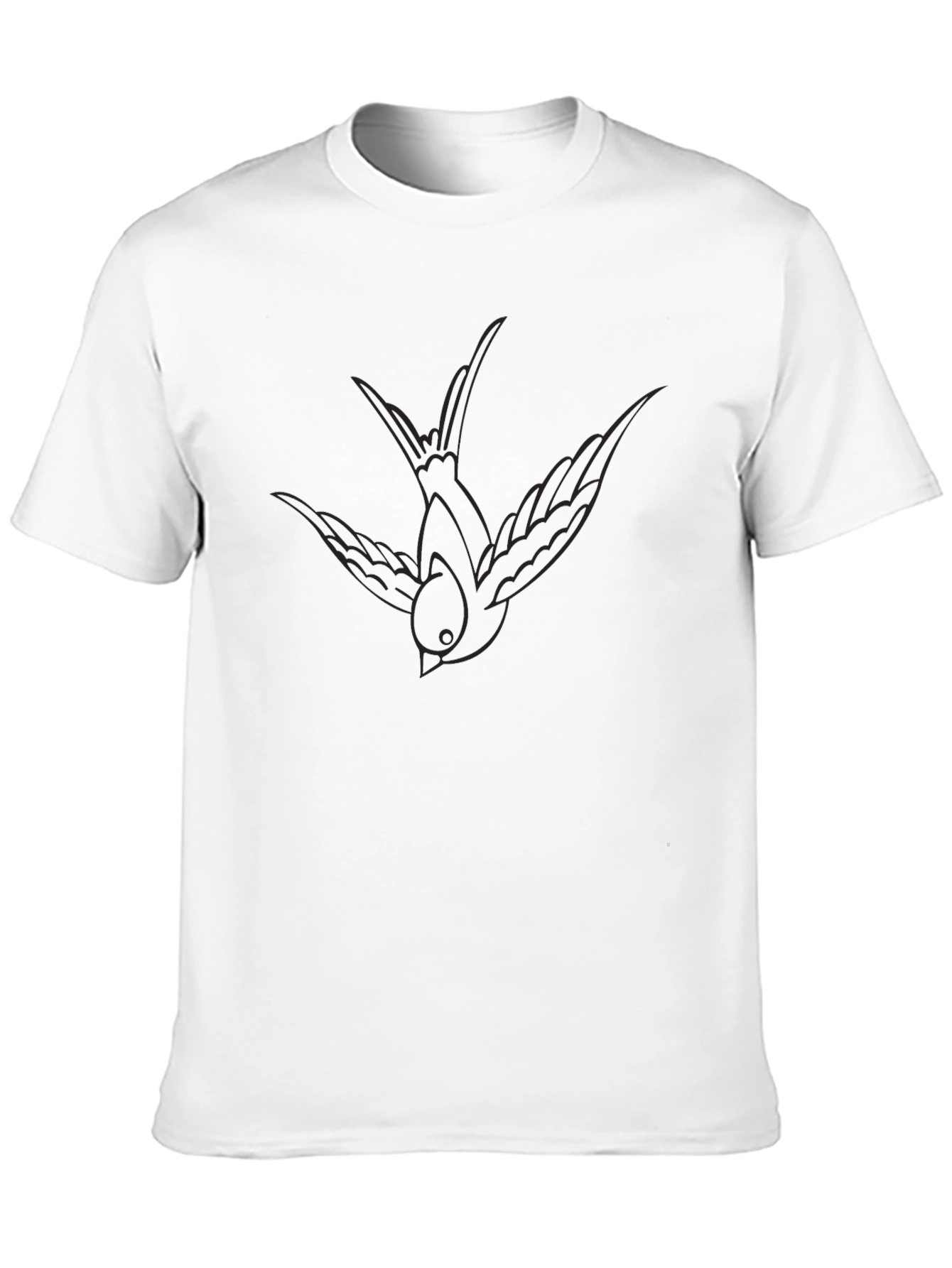 Mens Black T-Shirt with Subtle Bird Outline Design