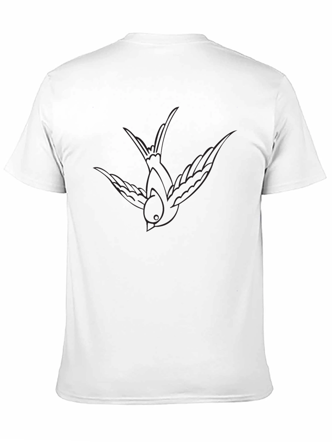 Mens Black T-Shirt with Subtle Bird Outline Design