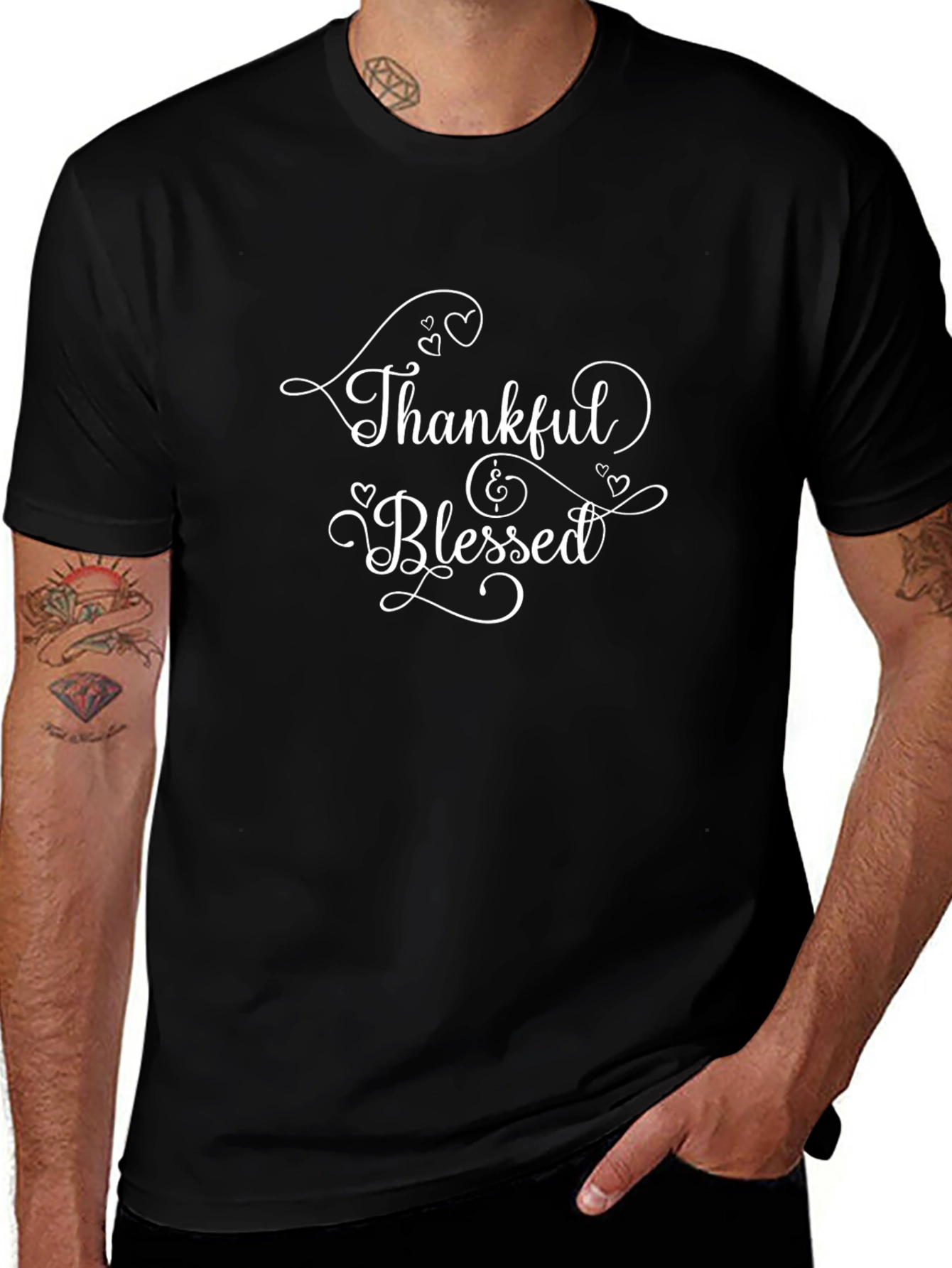 Thankful & Blessed Black T-Shirt