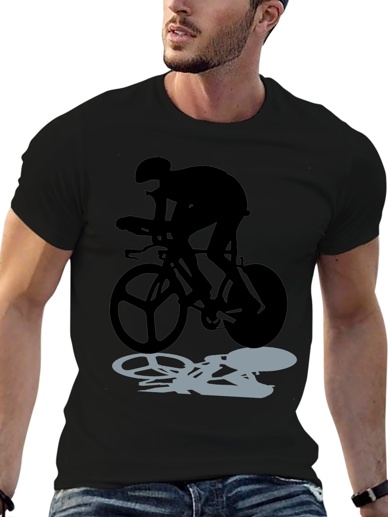 Cyclist Silhouette Graphic Tee - Black
