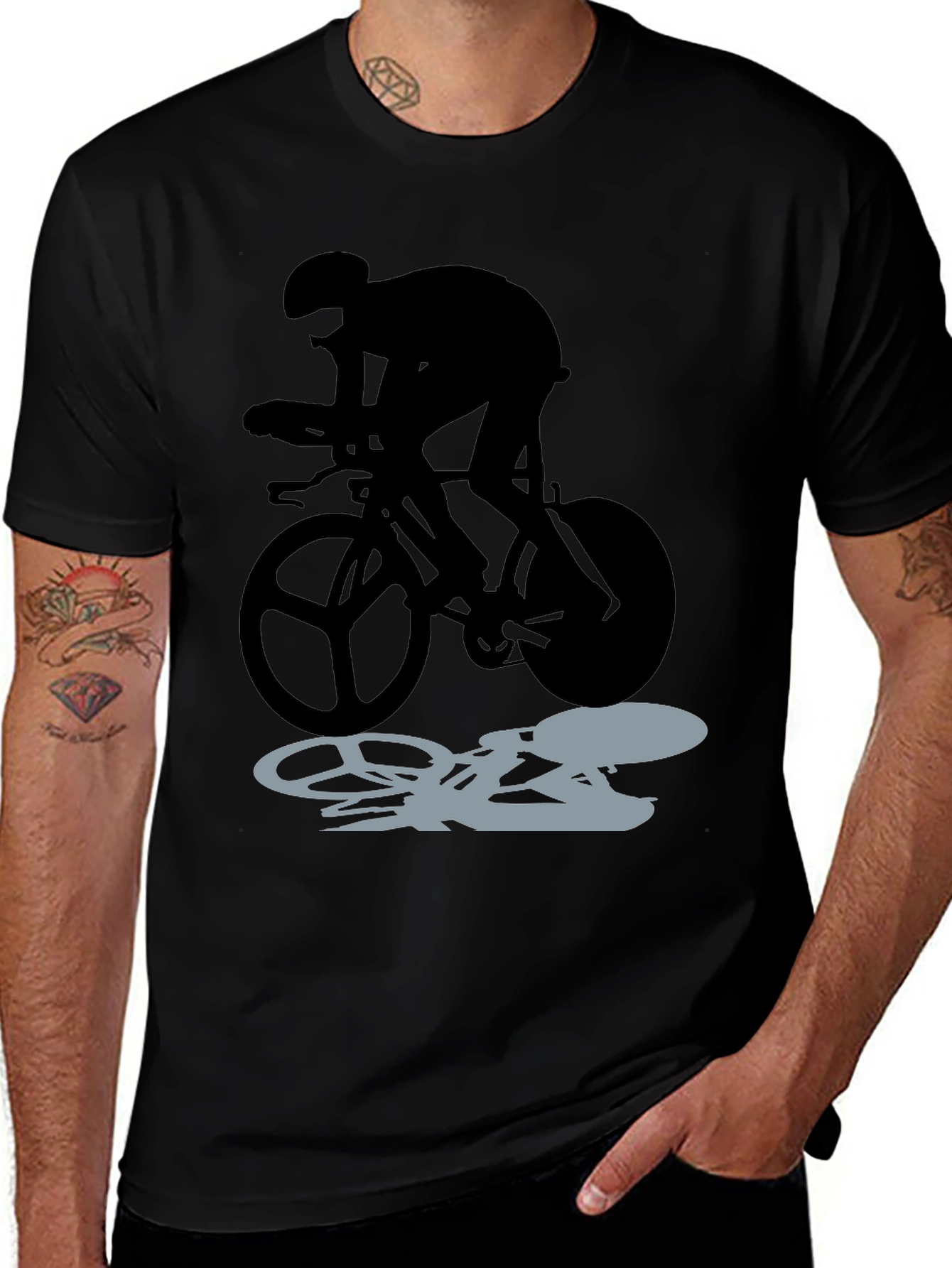 Cyclist Silhouette Graphic Tee - Black