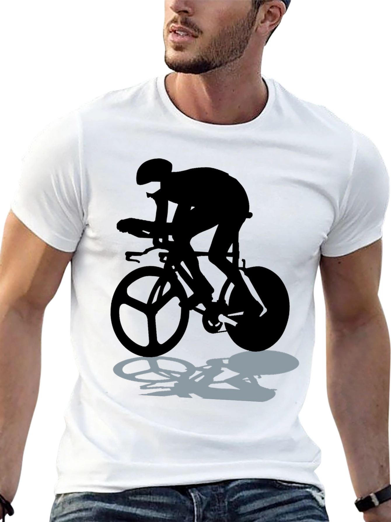 Cyclist Silhouette Graphic Tee - Black
