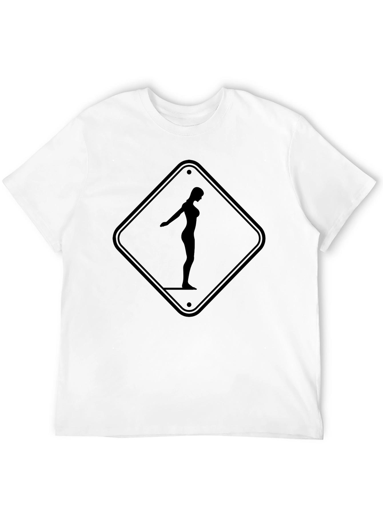 Caution Woman Diving Graphic Black T-Shirt
