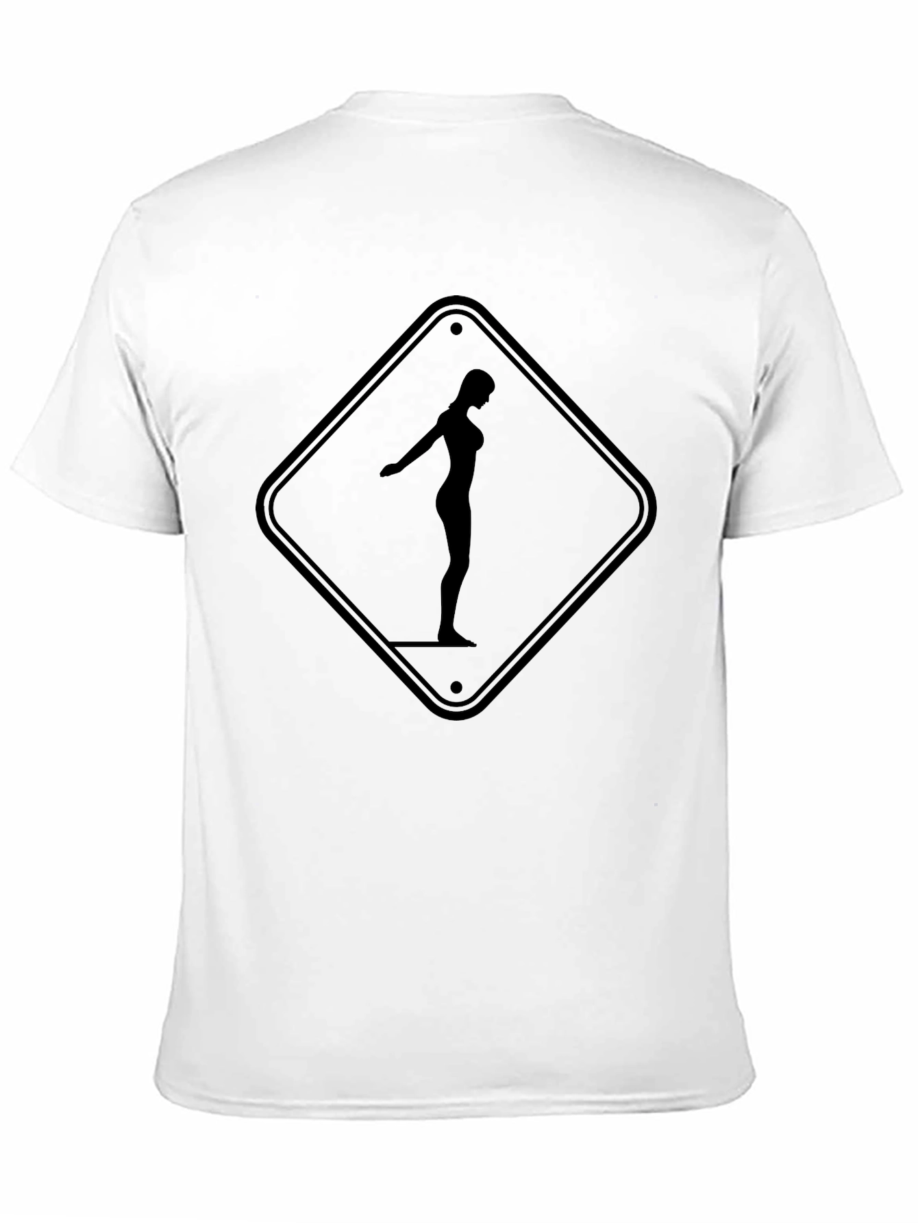Caution Woman Diving Graphic Black T-Shirt