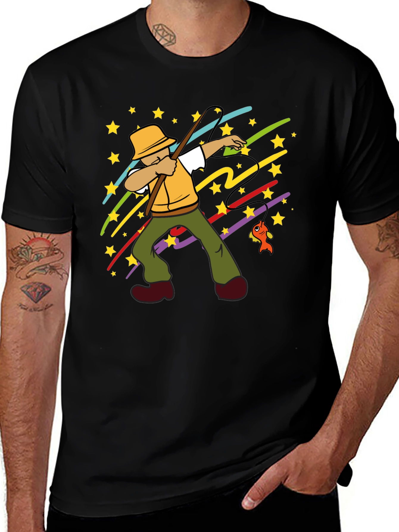 Dabbing Fisherman Graphic Tee