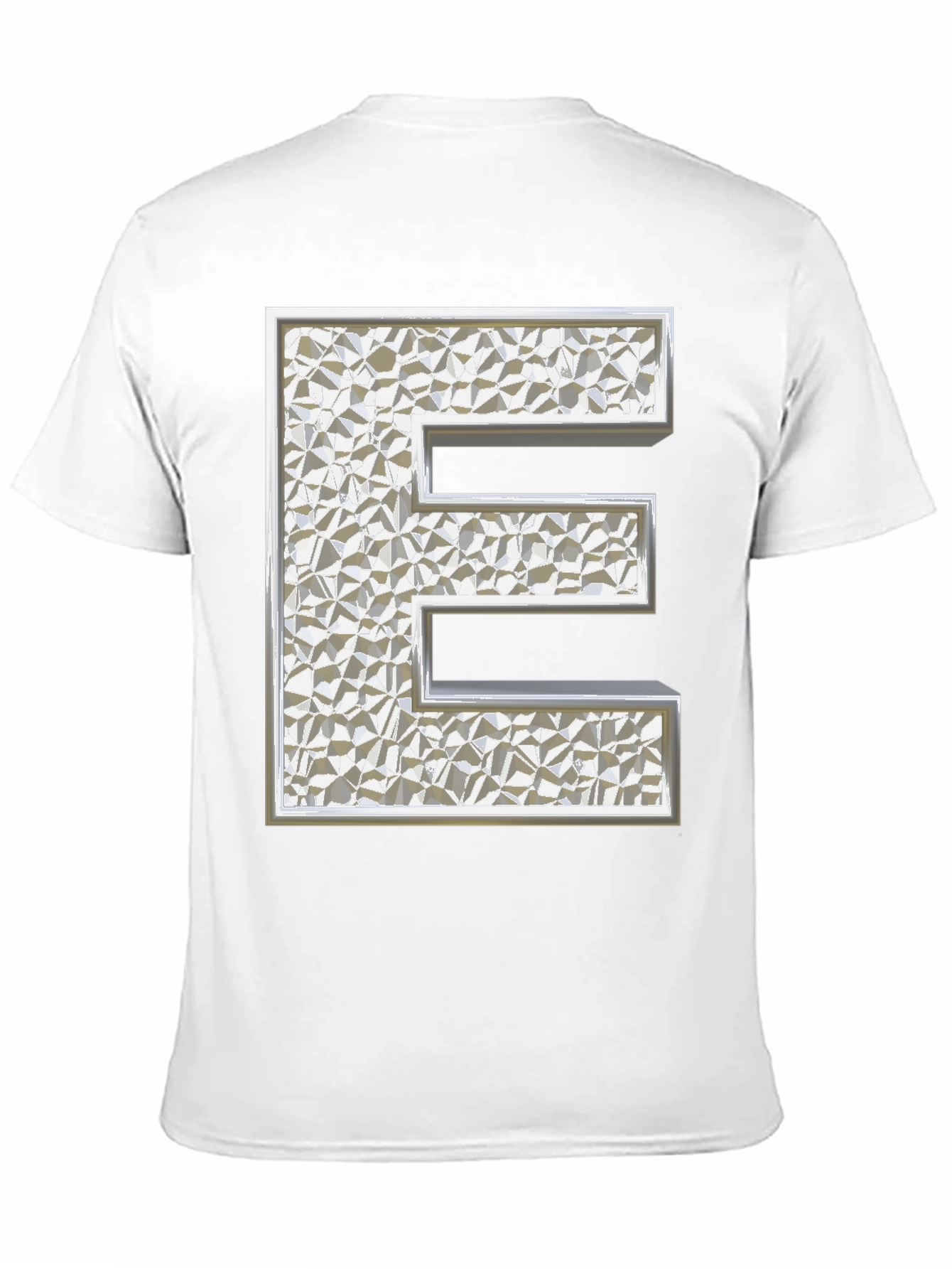 Textured Silver Letter E Black T-Shirt