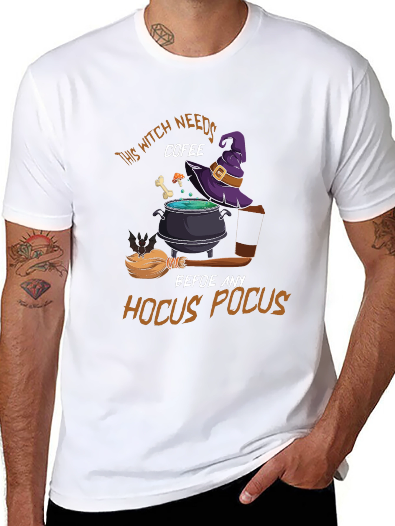 Witch Needs Coffee Halloween T-Shirt