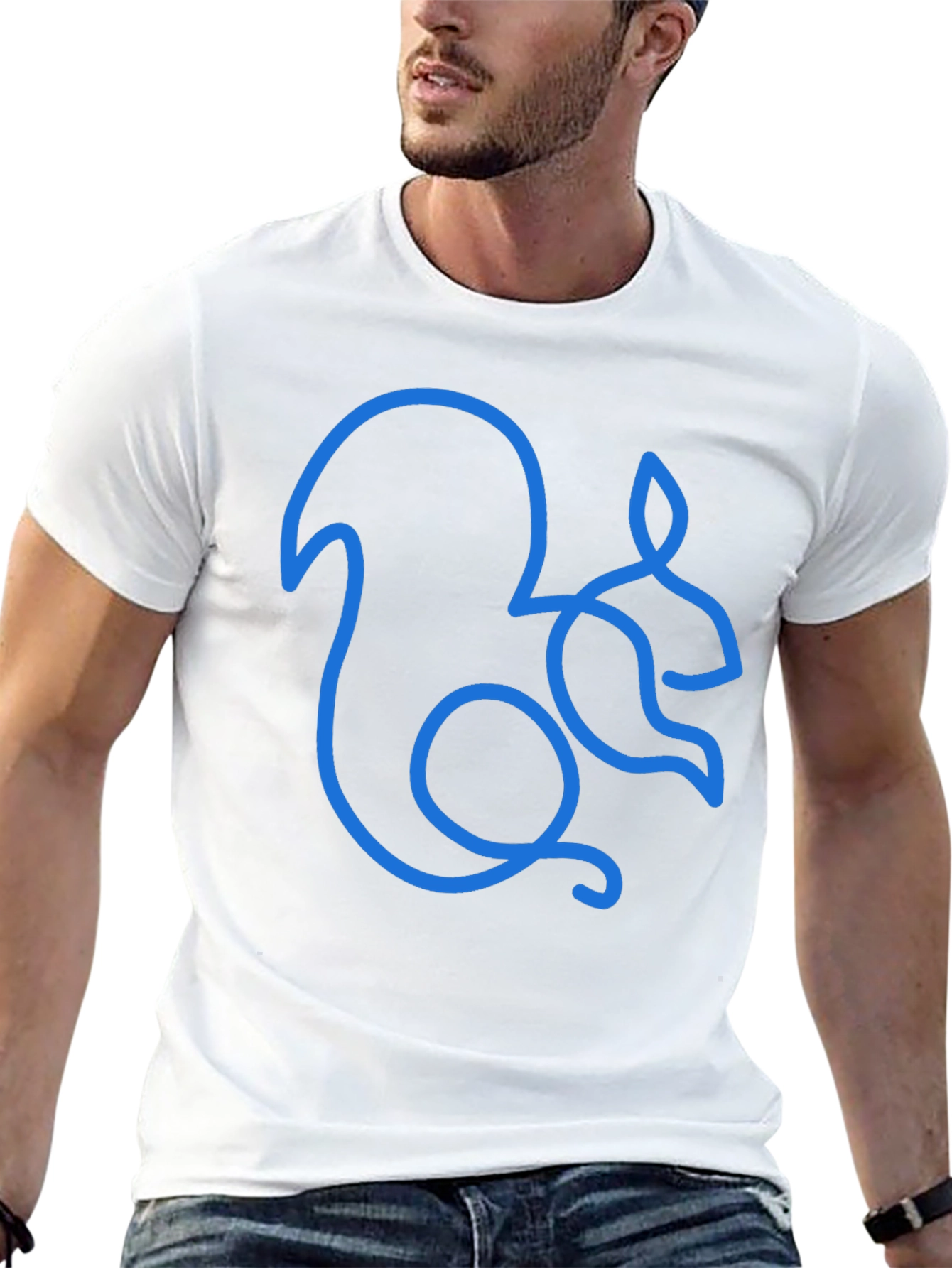 Squirrel Outline Graphic Tee - Mens Black T-Shirt