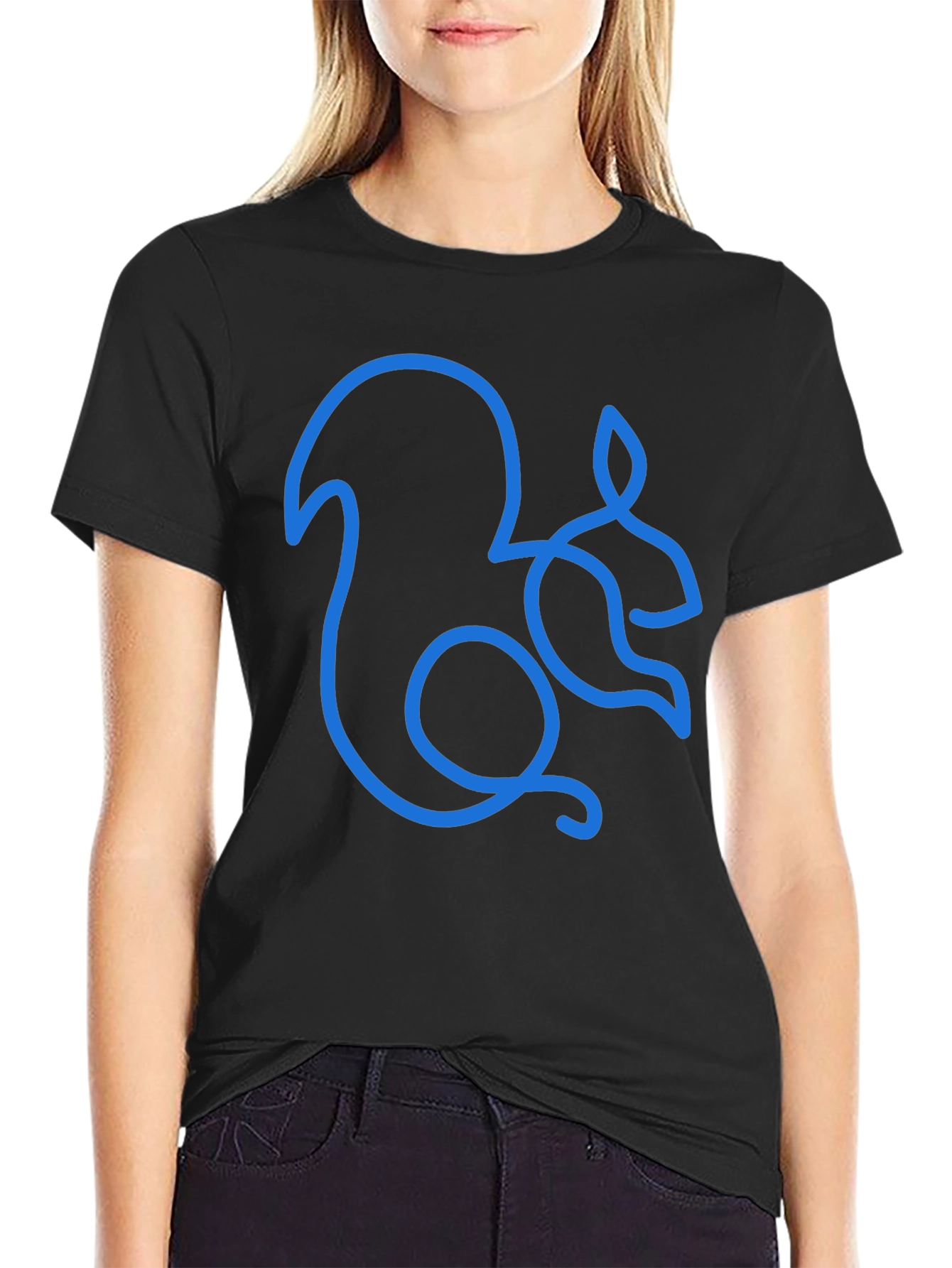 Squirrel Outline Graphic Tee - Mens Black T-Shirt