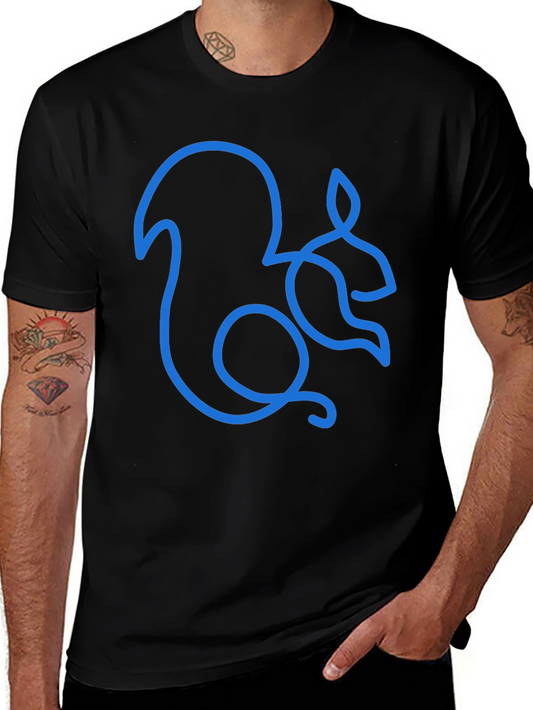 Squirrel Outline Graphic Tee - Mens Black T-Shirt