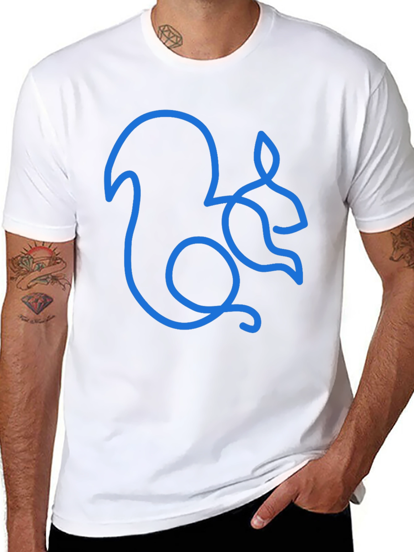 Squirrel Outline Graphic Tee - Mens Black T-Shirt