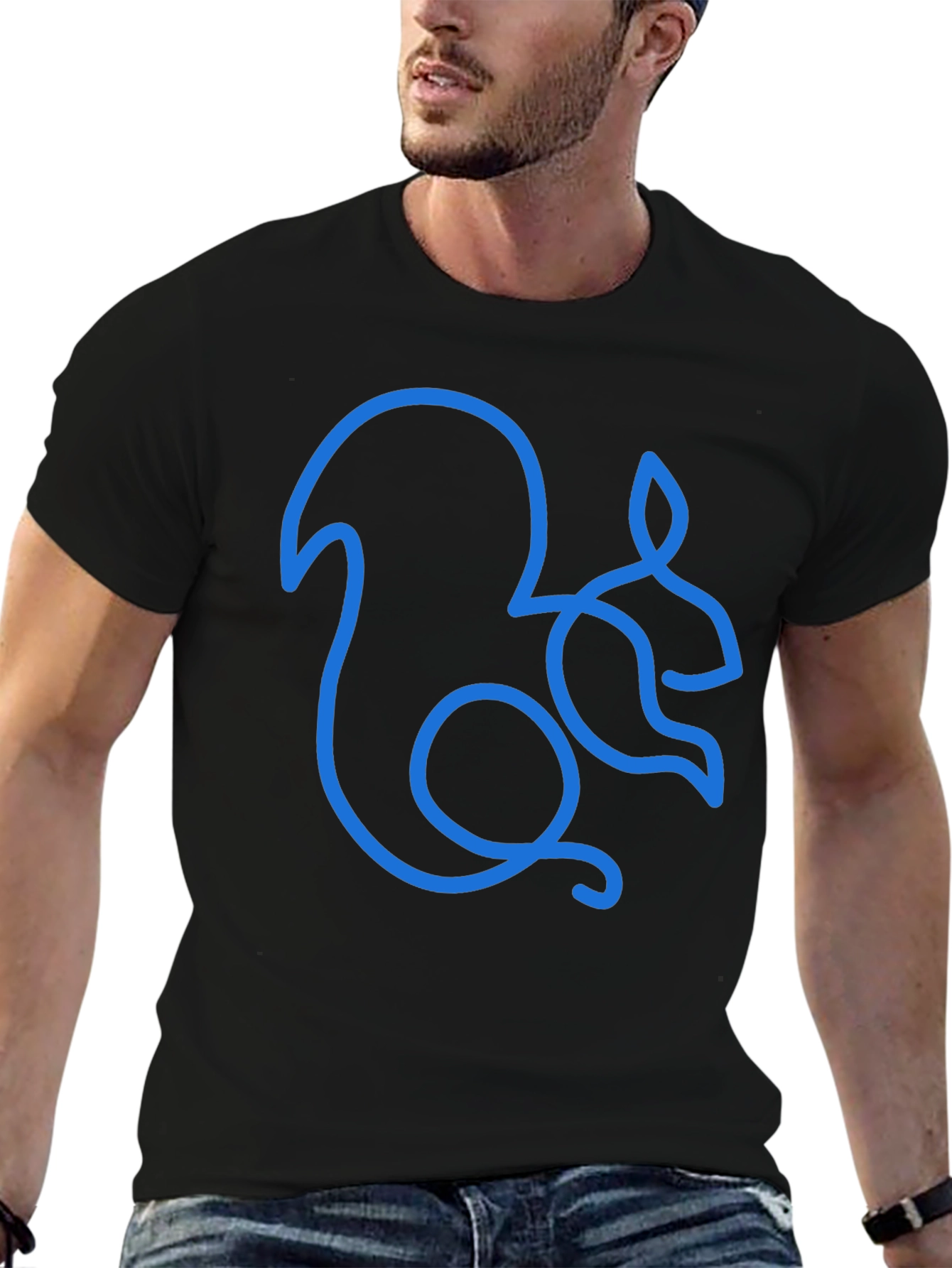 Squirrel Outline Graphic Tee - Mens Black T-Shirt
