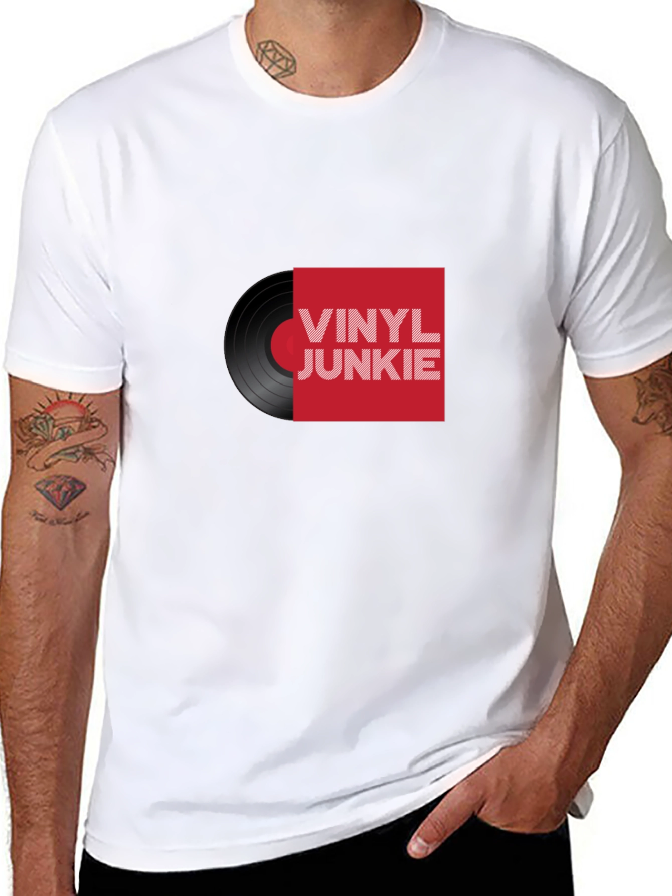 Vinyl Junkie Graphic Tee - Retro Music Lover T-Shirt