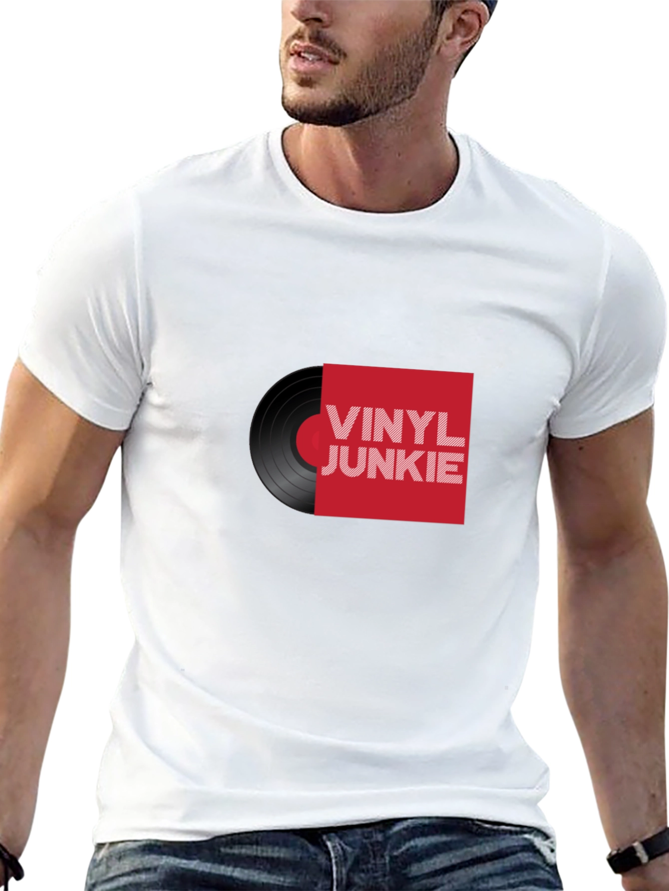 Vinyl Junkie Graphic Tee - Retro Music Lover T-Shirt