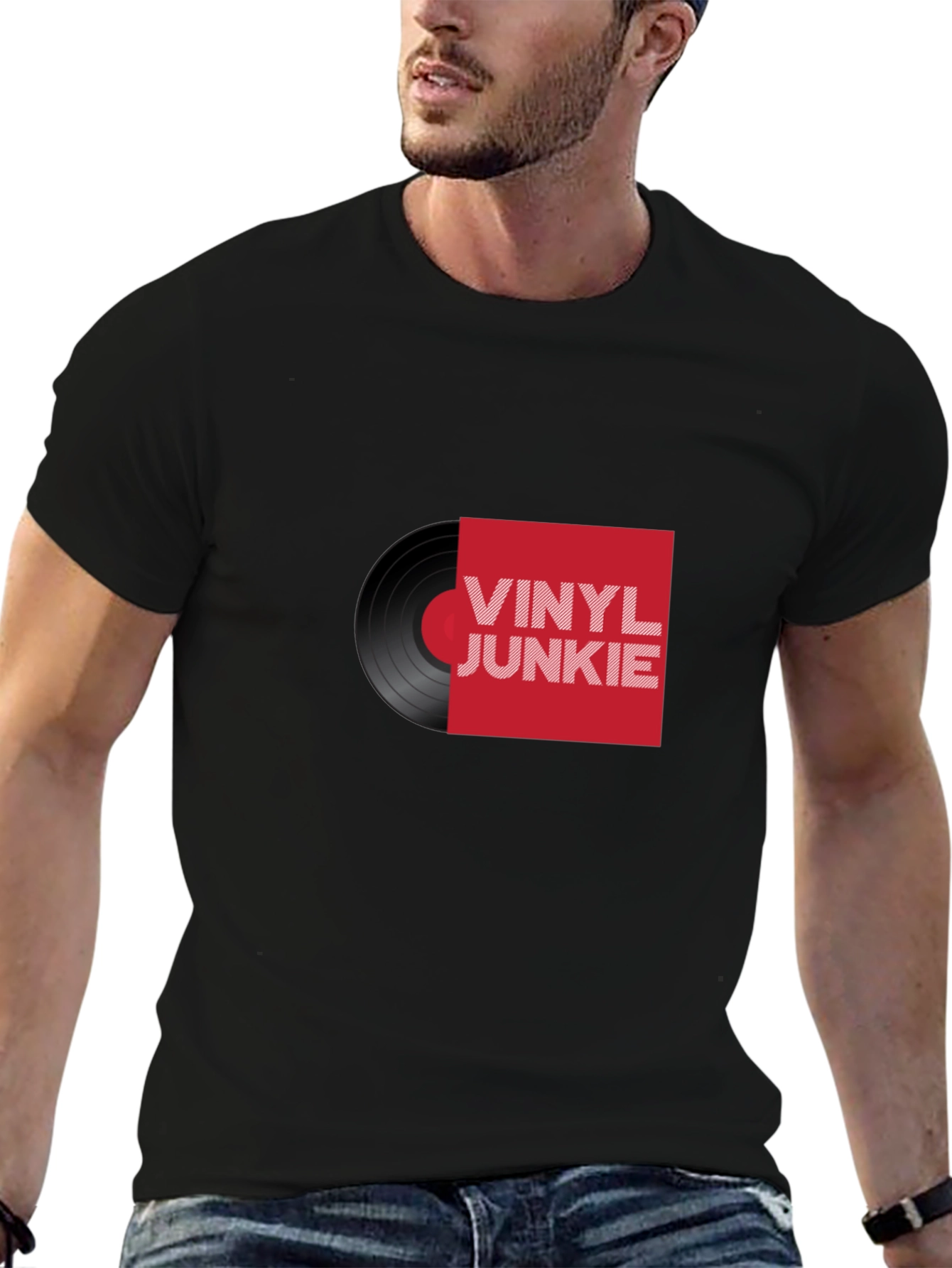 Vinyl Junkie Graphic Tee - Retro Music Lover T-Shirt