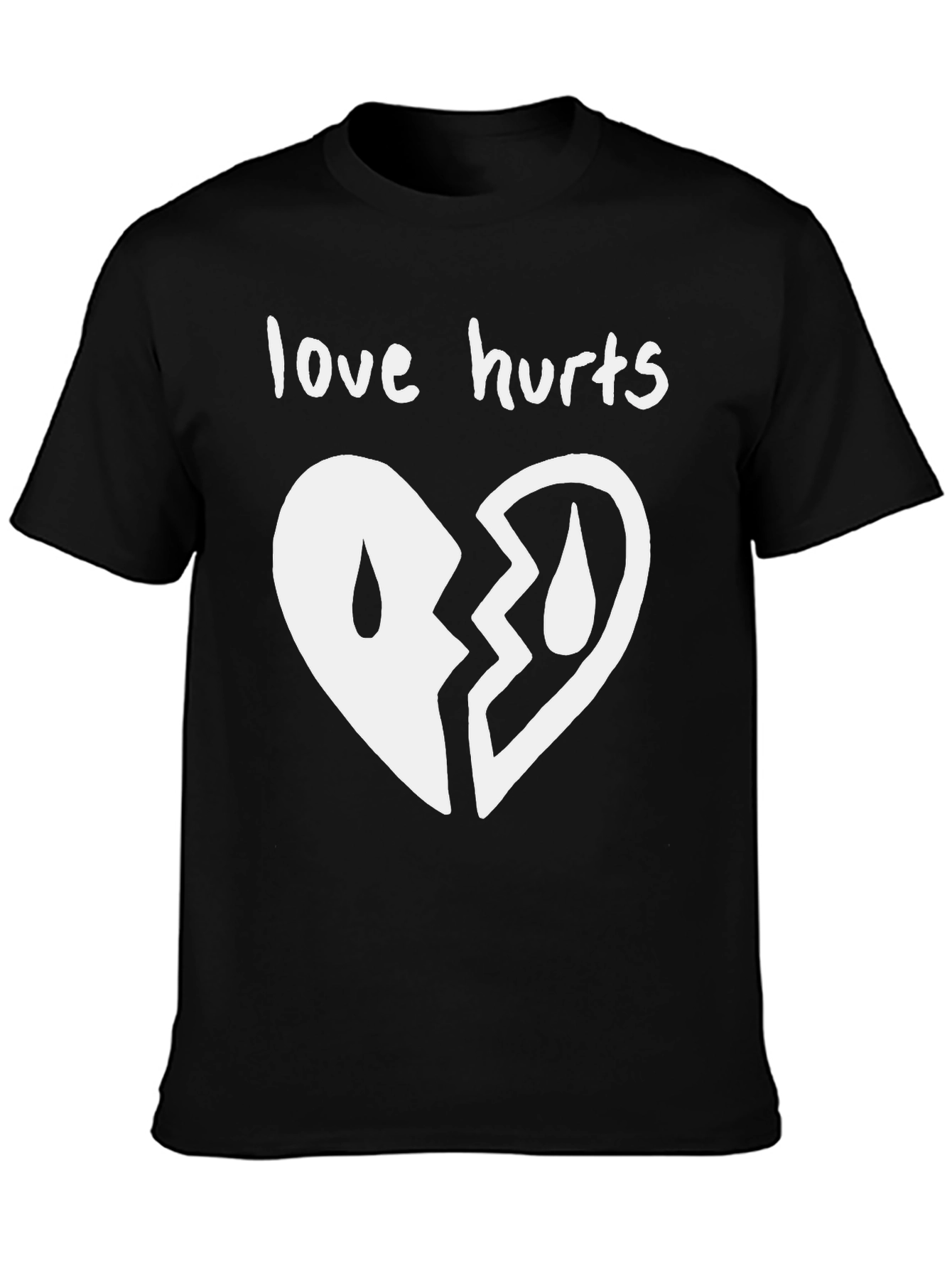Love Hurts Broken Heart Graphic Tee - Black
